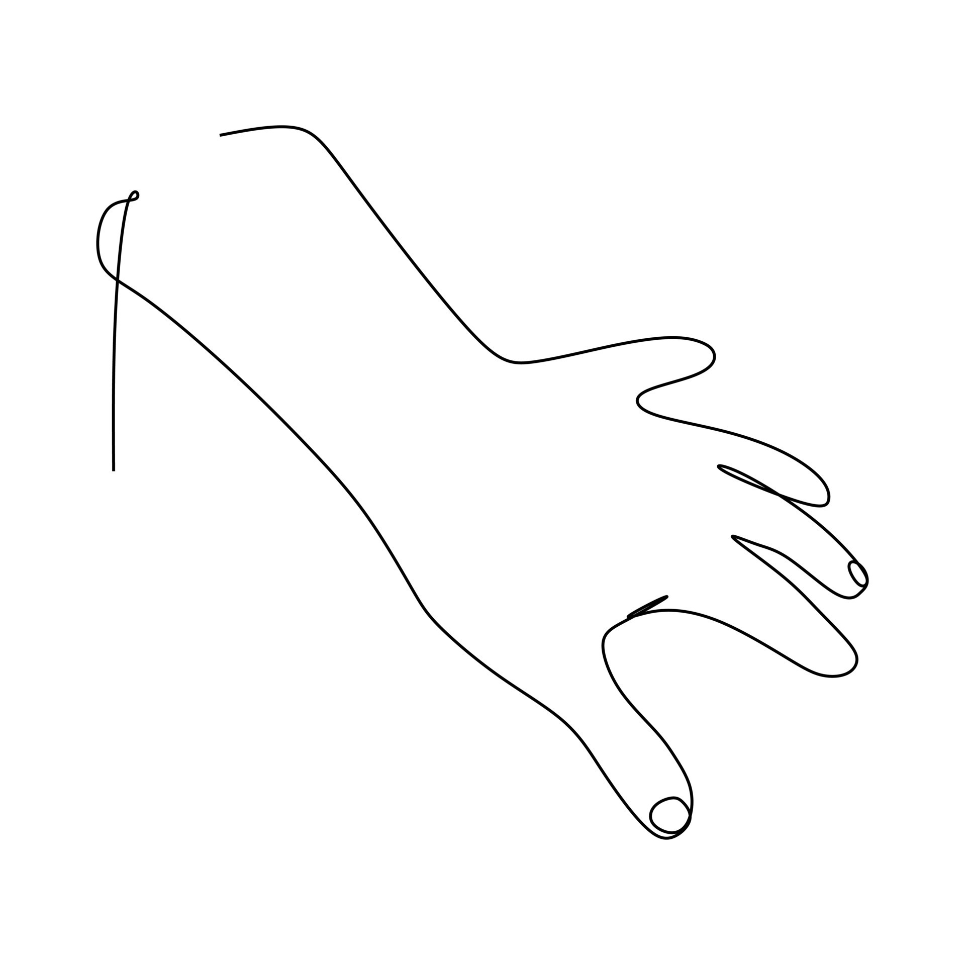 desenho de linha única contínua de escrita rápida de gesto de mão no papel  na área