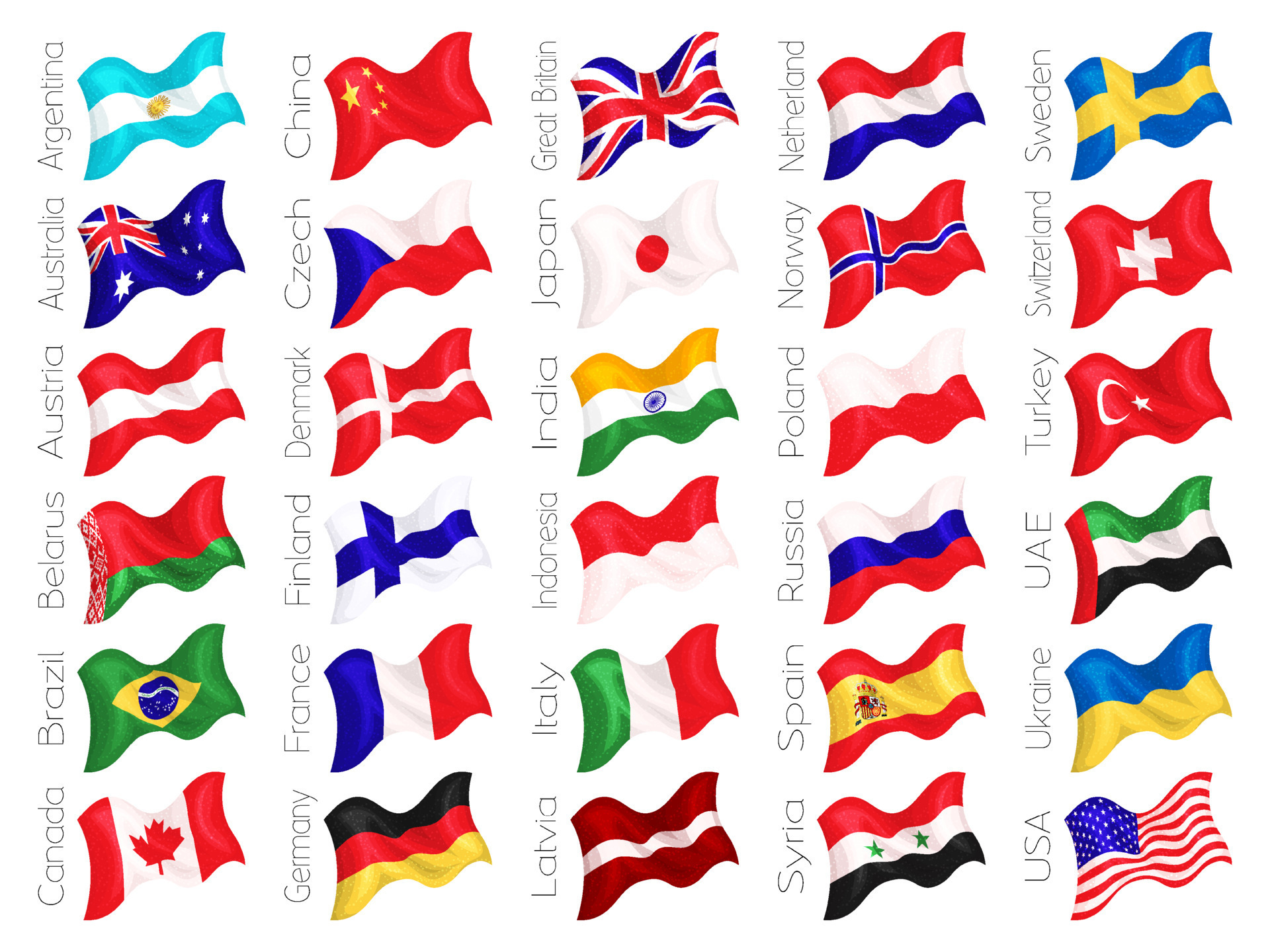 Conjunto Plano De Coleção De Ícones De Bandeiras Do Mundo Royalty Free SVG,  Cliparts, Vetores, e Ilustrações Stock. Image 98614474