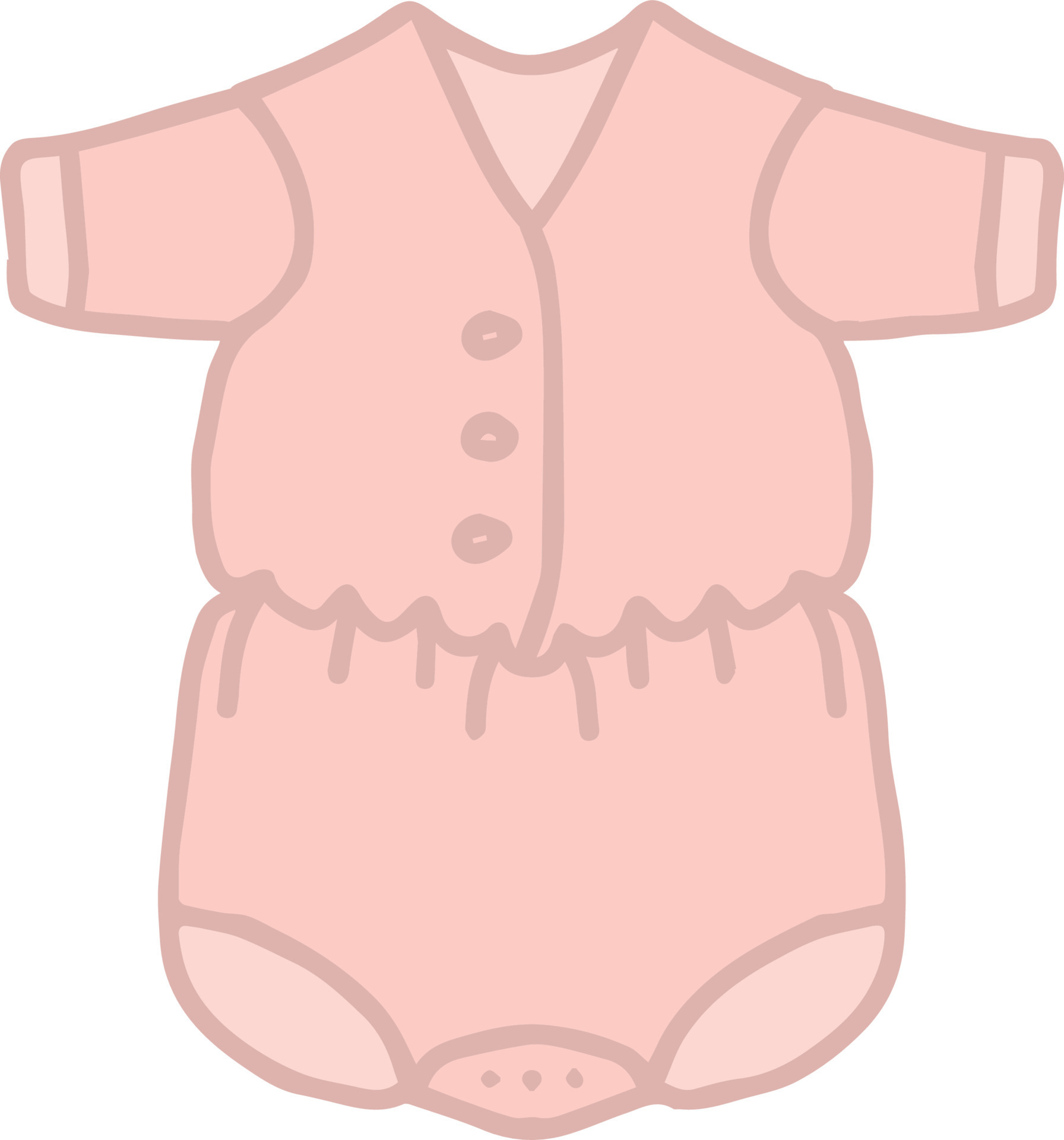 clipart de macacão de bebê vermelho. macacão de bebê fofo simples com  ilustração vetorial plana de design de rosto kawaii. body de bebê, corpo  infantil, camisa de bebê, macacão, roupas para desenho