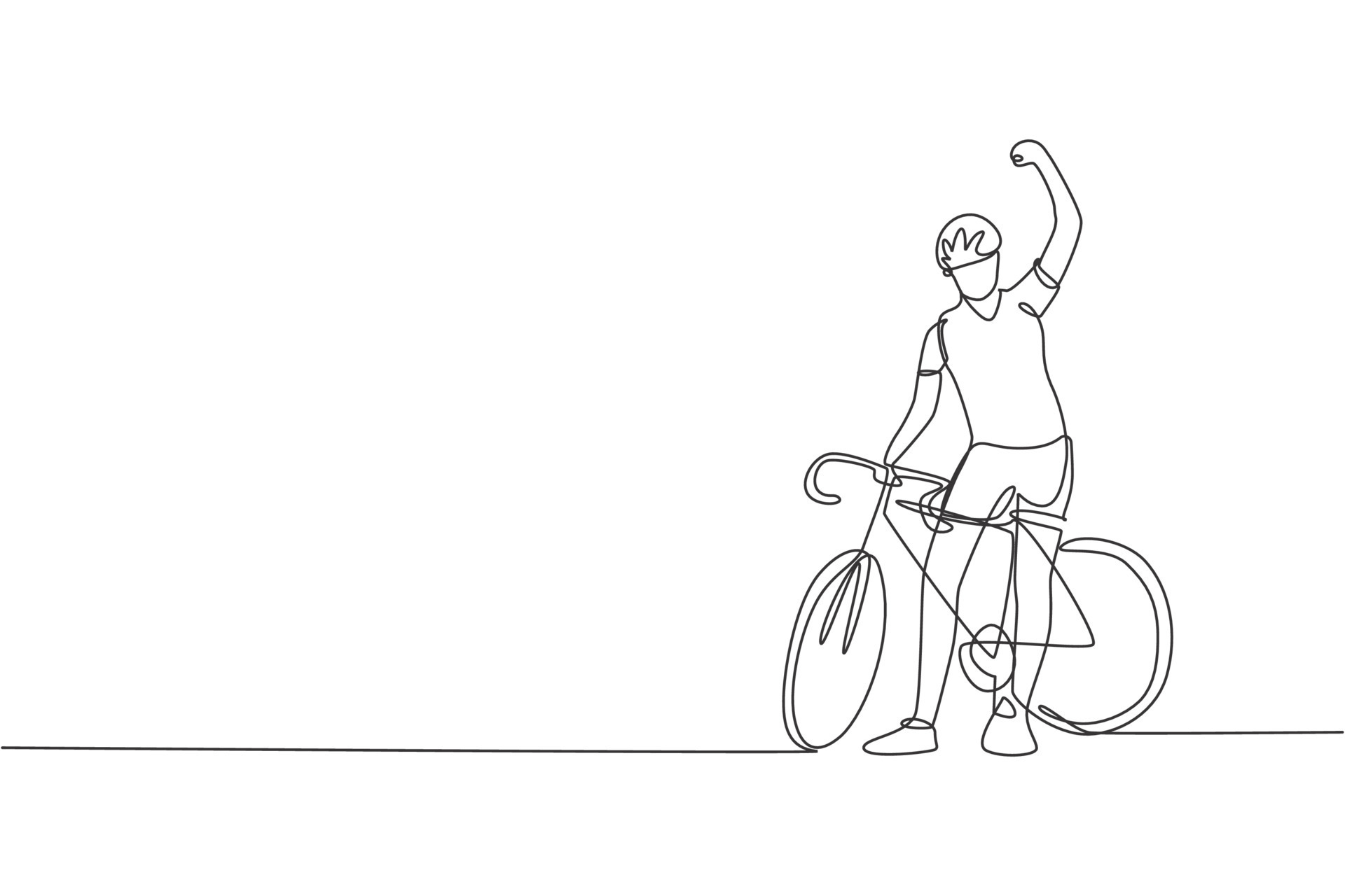 único desenho de linha contínua homem ciclista melhore sua