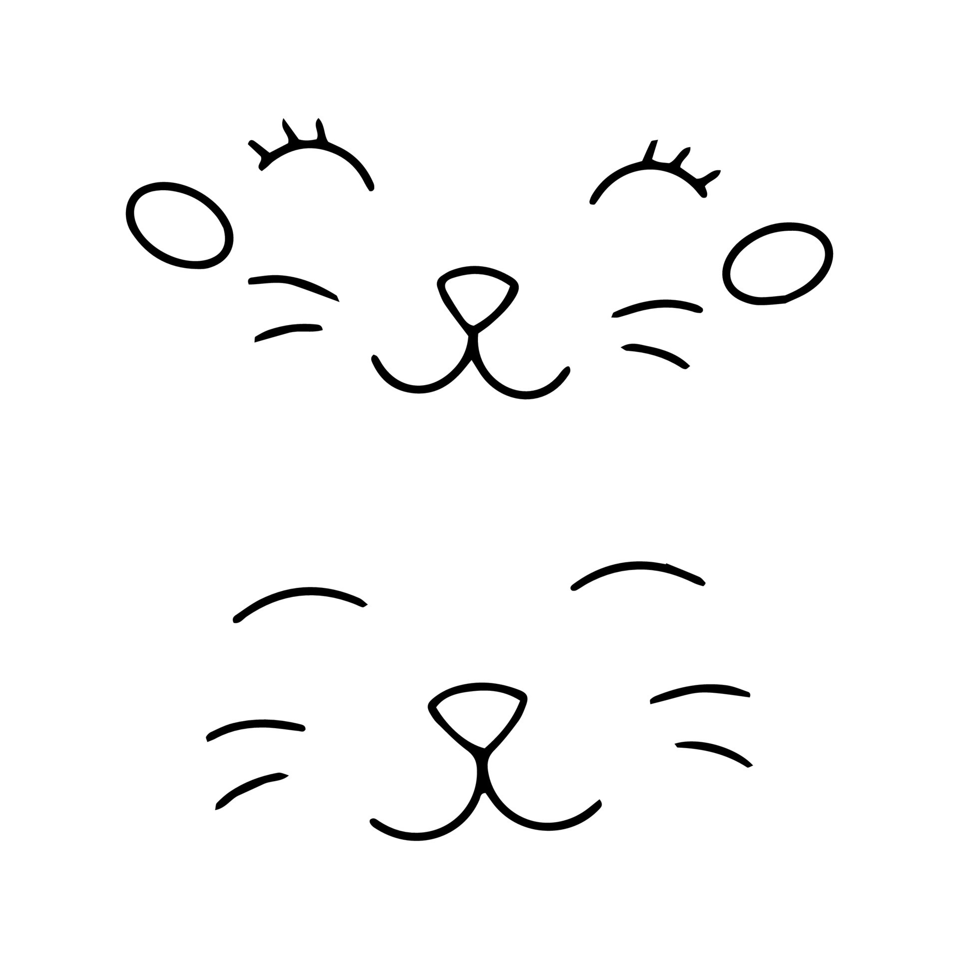 caras de gato simples. página do livro de colorir para crianças. personagem  de estilo de desenho animado. ilustração vetorial isolada no fundo branco.  7509320 Vetor no Vecteezy