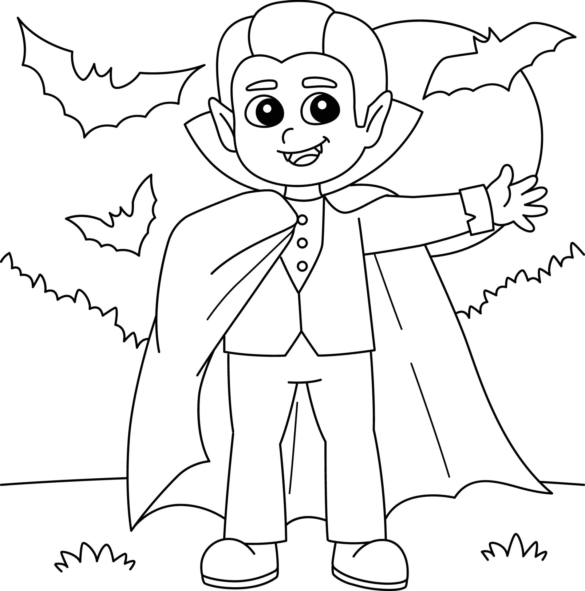 desenho de vampiro para colorir de halloween para crianças 7528258 Vetor no  Vecteezy