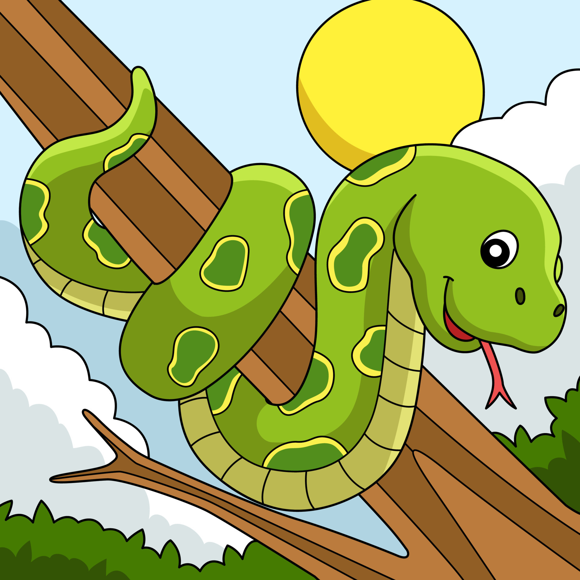 ilustração de desenho animado colorido animal cobra 7528294 Vetor no  Vecteezy