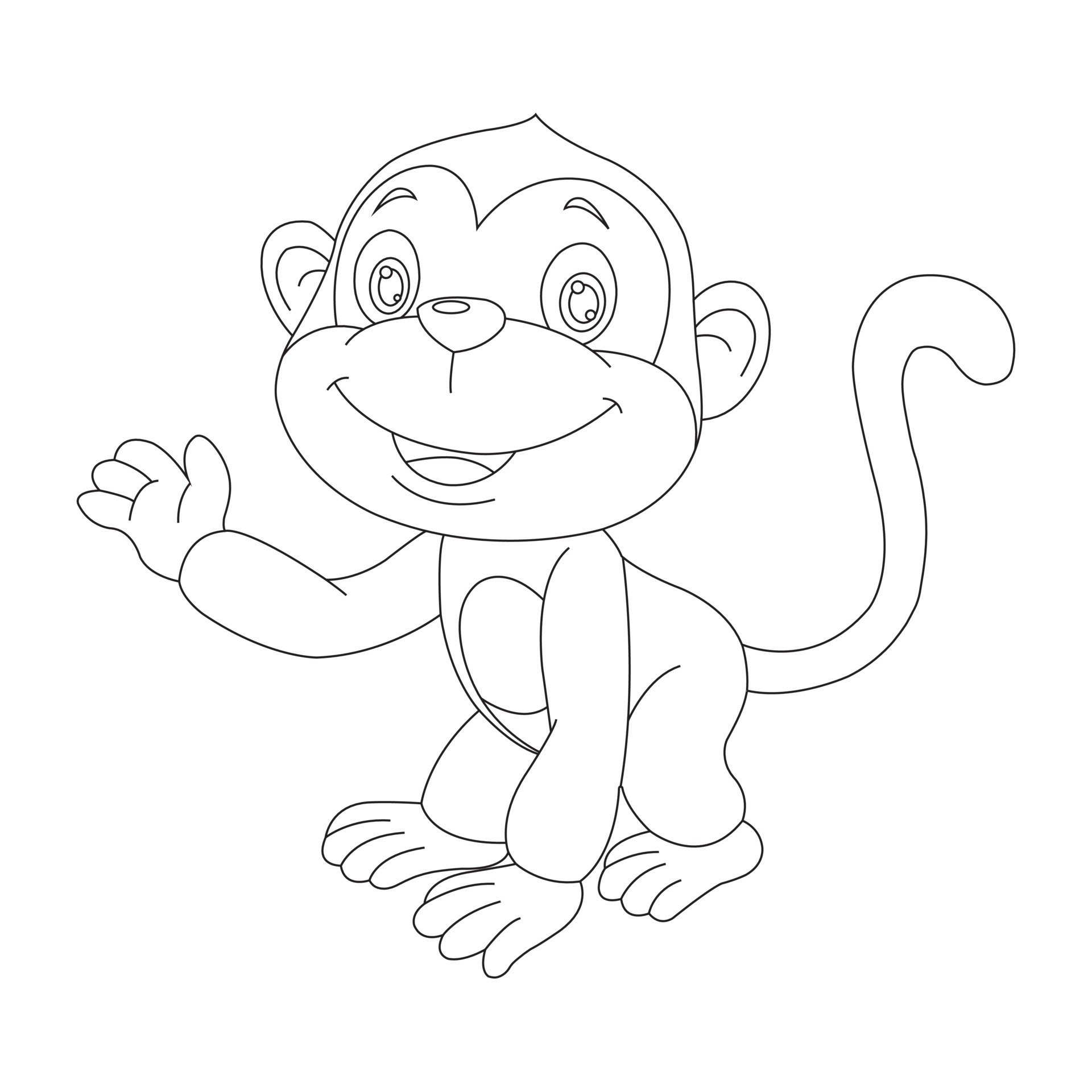 página de coloração de contorno de macaco bonitinho para crianças animais  ilustração em vetor de desenho animado livro de colorir 7540062 Vetor no  Vecteezy