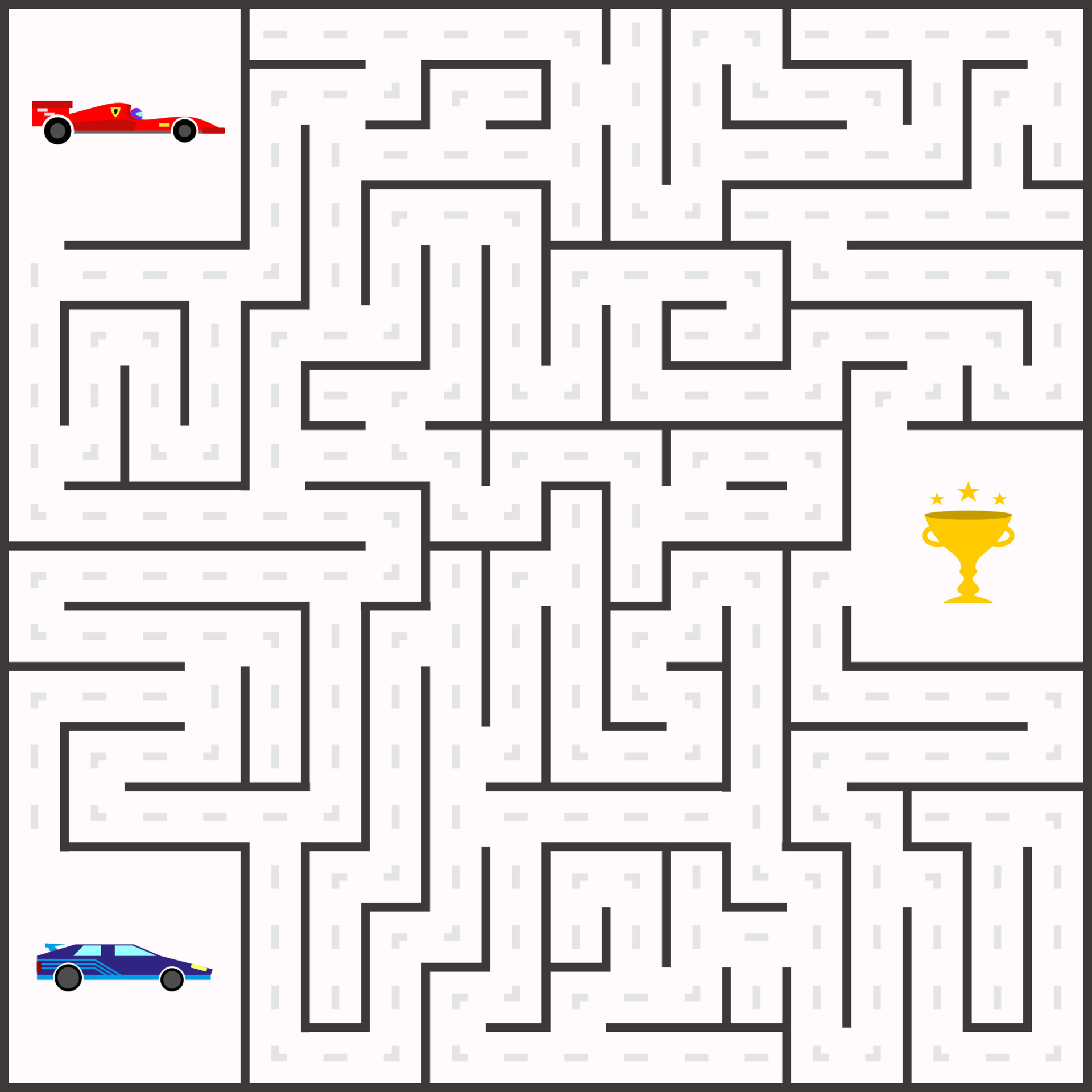 Carros no labirinto para jogo infantil