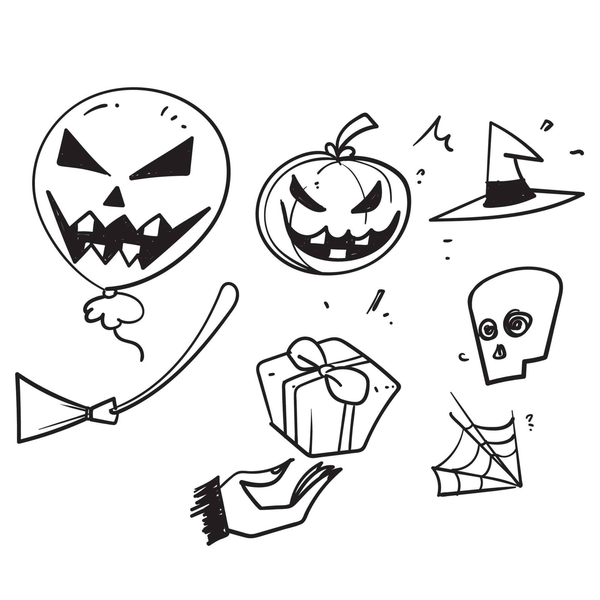halloween desenho de crânio assustador desenhado à mão doodle
