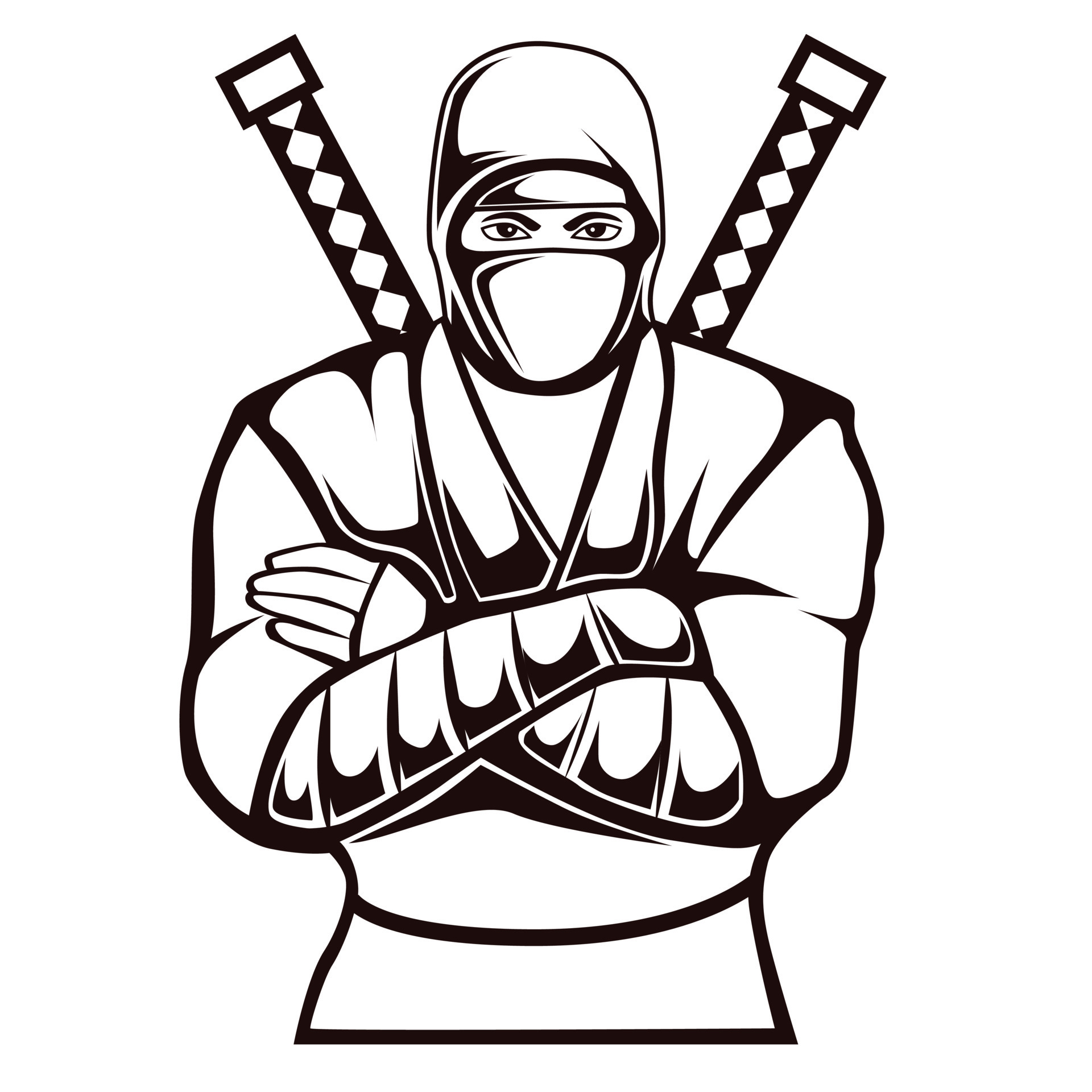 ilustração vetorial de guerreiro ninja de sombra em preto e branco 7721377  Vetor no Vecteezy