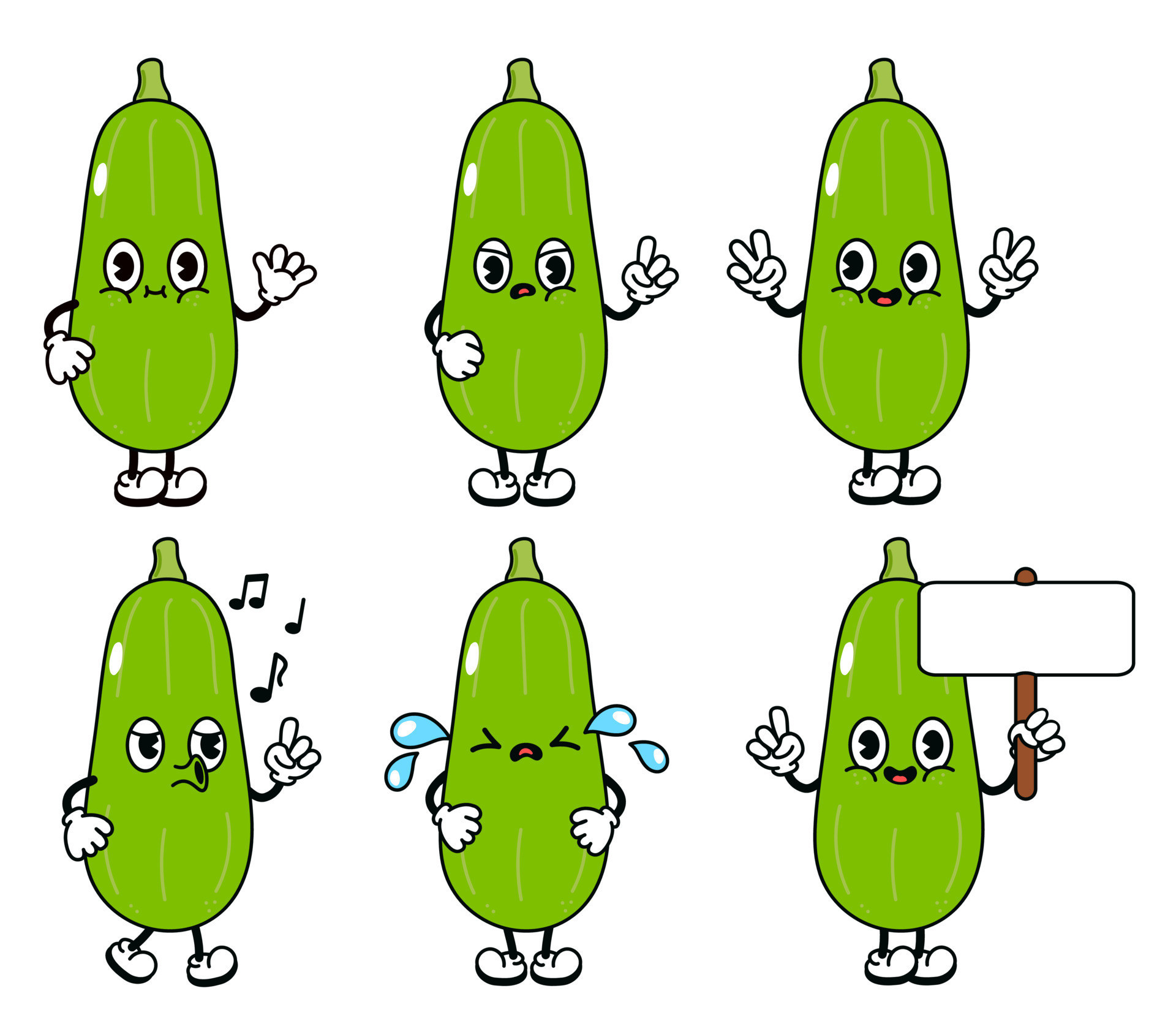 Desenhos animados engraçados personagens vegetais isolados