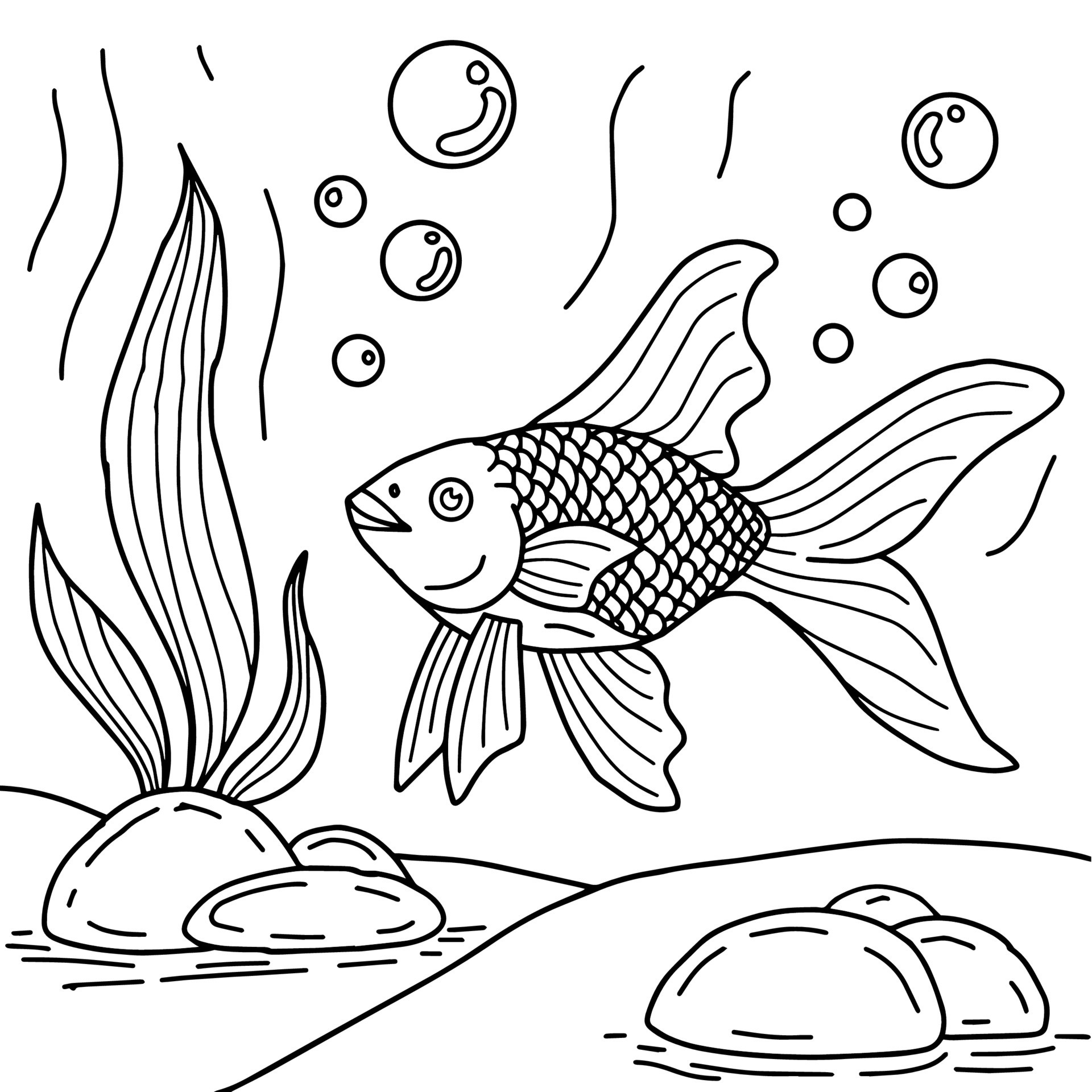 desenho vetorial para colorir para peixe infantil debaixo d'água 9921912  Vetor no Vecteezy