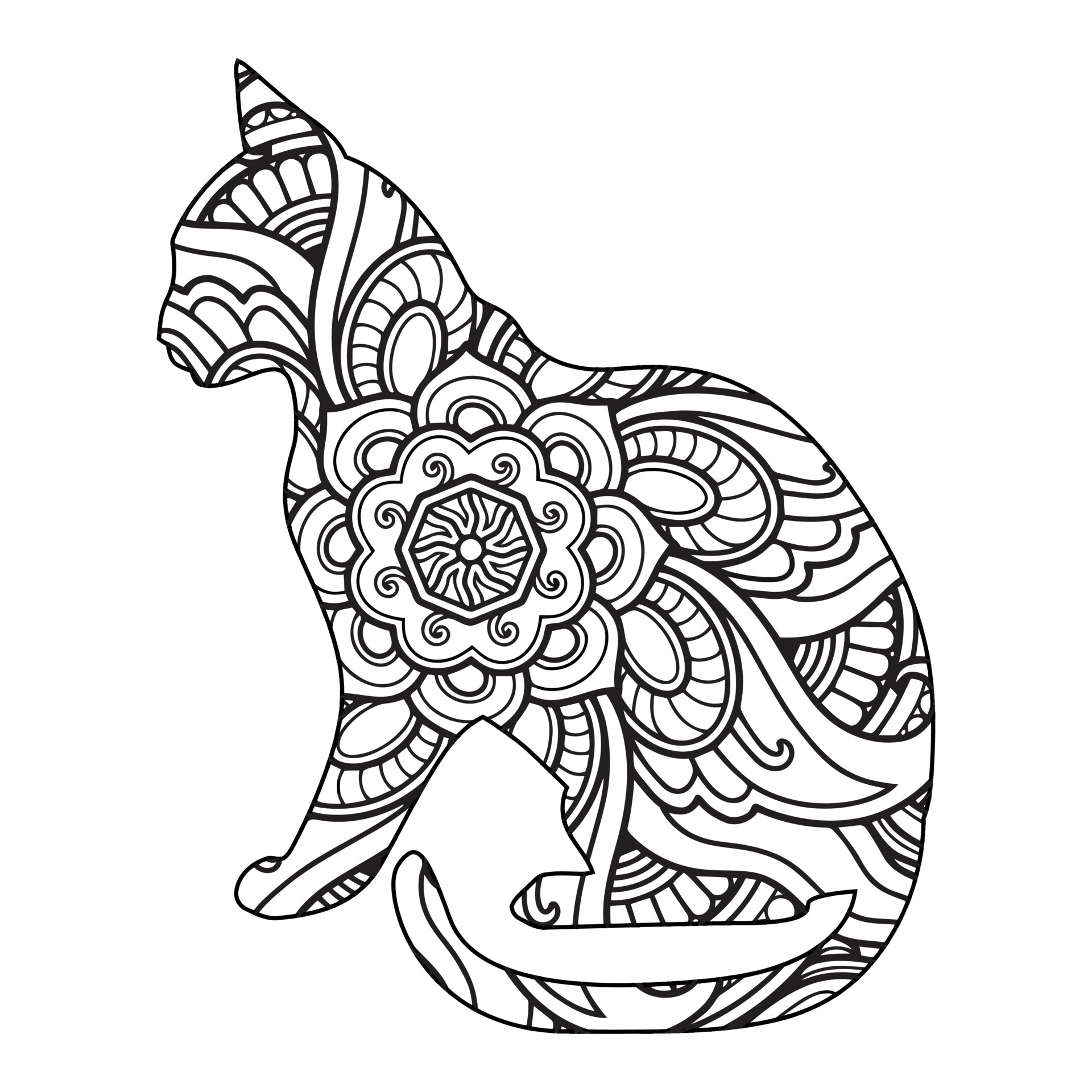 mandala de gato para colorir para adultos 6325843 Vetor no Vecteezy