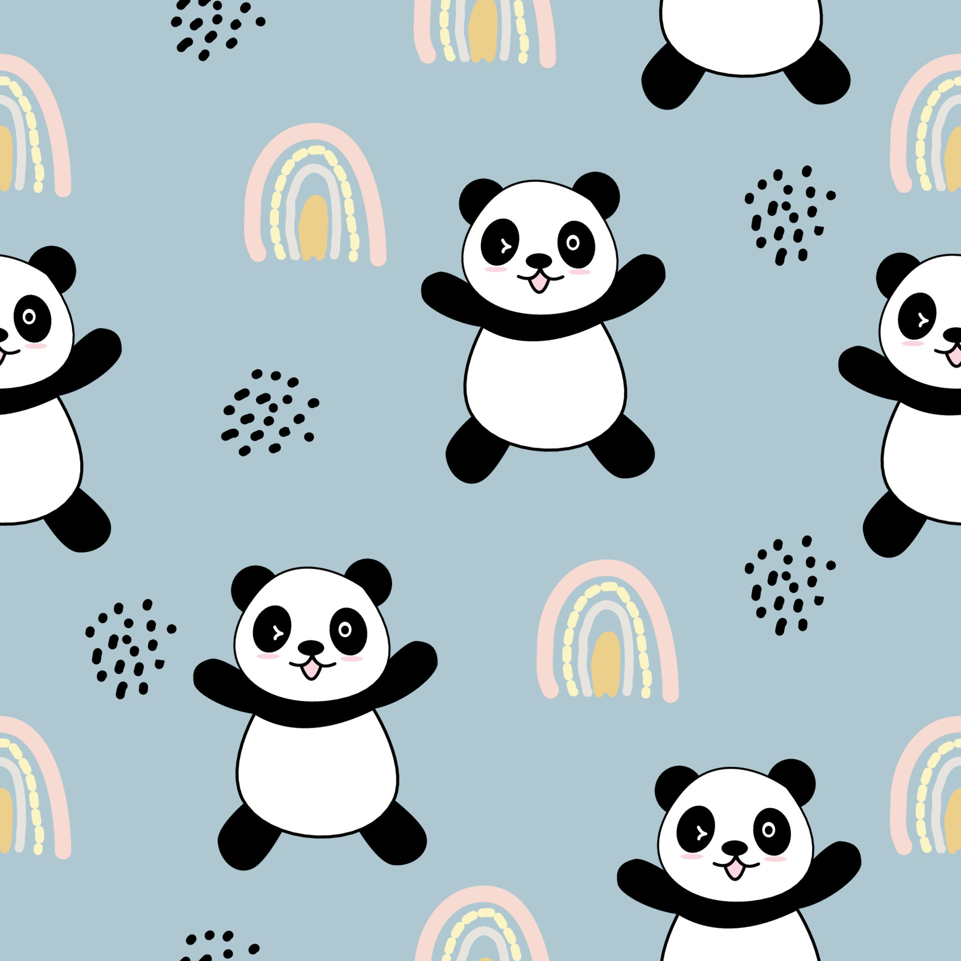 Padrão De Panda Sem Costura Dos Desenhos Animados Para Crianças E Tecidos E  Têxteis E Embalagem E Papel De Embrulho E Jardim De Infância. Foto Royalty  Free, Gravuras, Imagens e Banco de