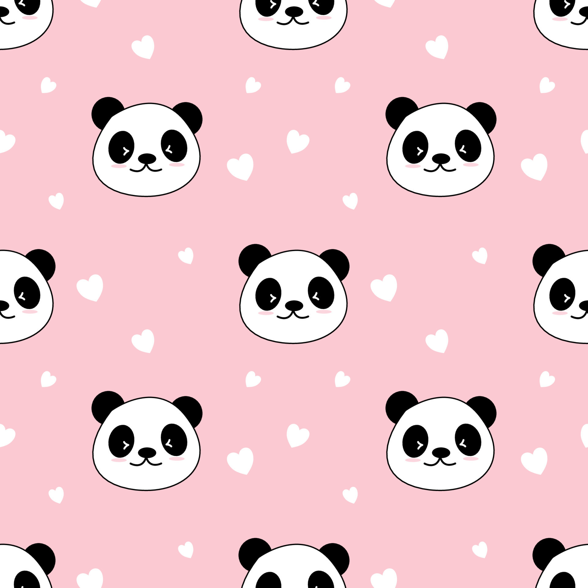 Padrão Sem Emenda Bonito Do Panda. Fundo Azul Do Vetor Com O Rosto Branco  Kawaii Do Panda. Para O Papel De Parede Das Crianças, Tecido Royalty Free  SVG, Cliparts, Vetores, e Ilustrações