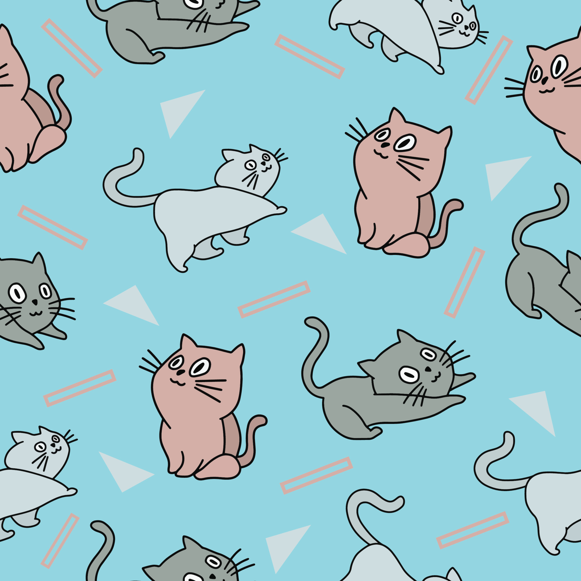 Kawaii animais papel de parede sem costura imagem vetorial de