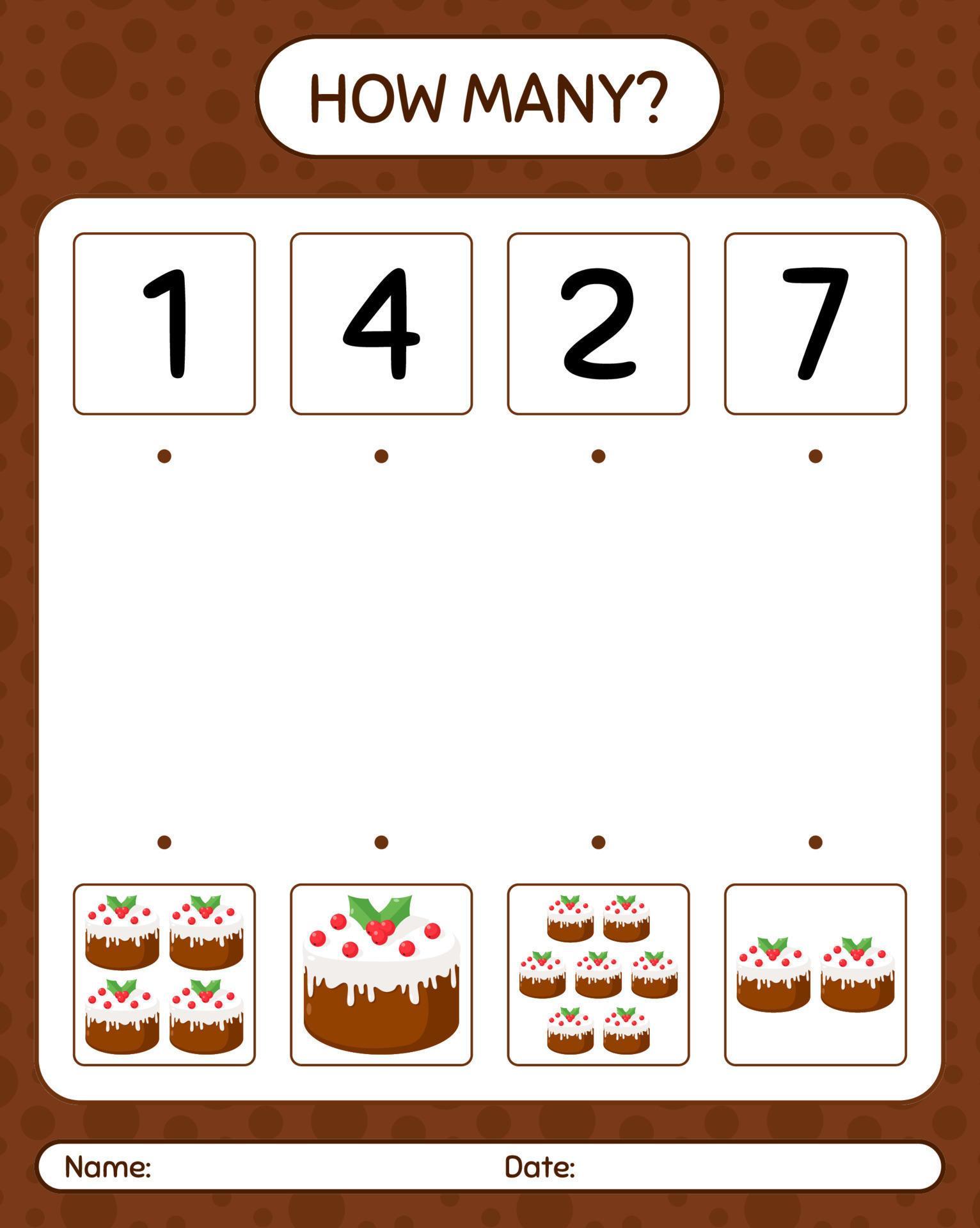 Quantos jogos de contagem com bolo de natal. planilha para