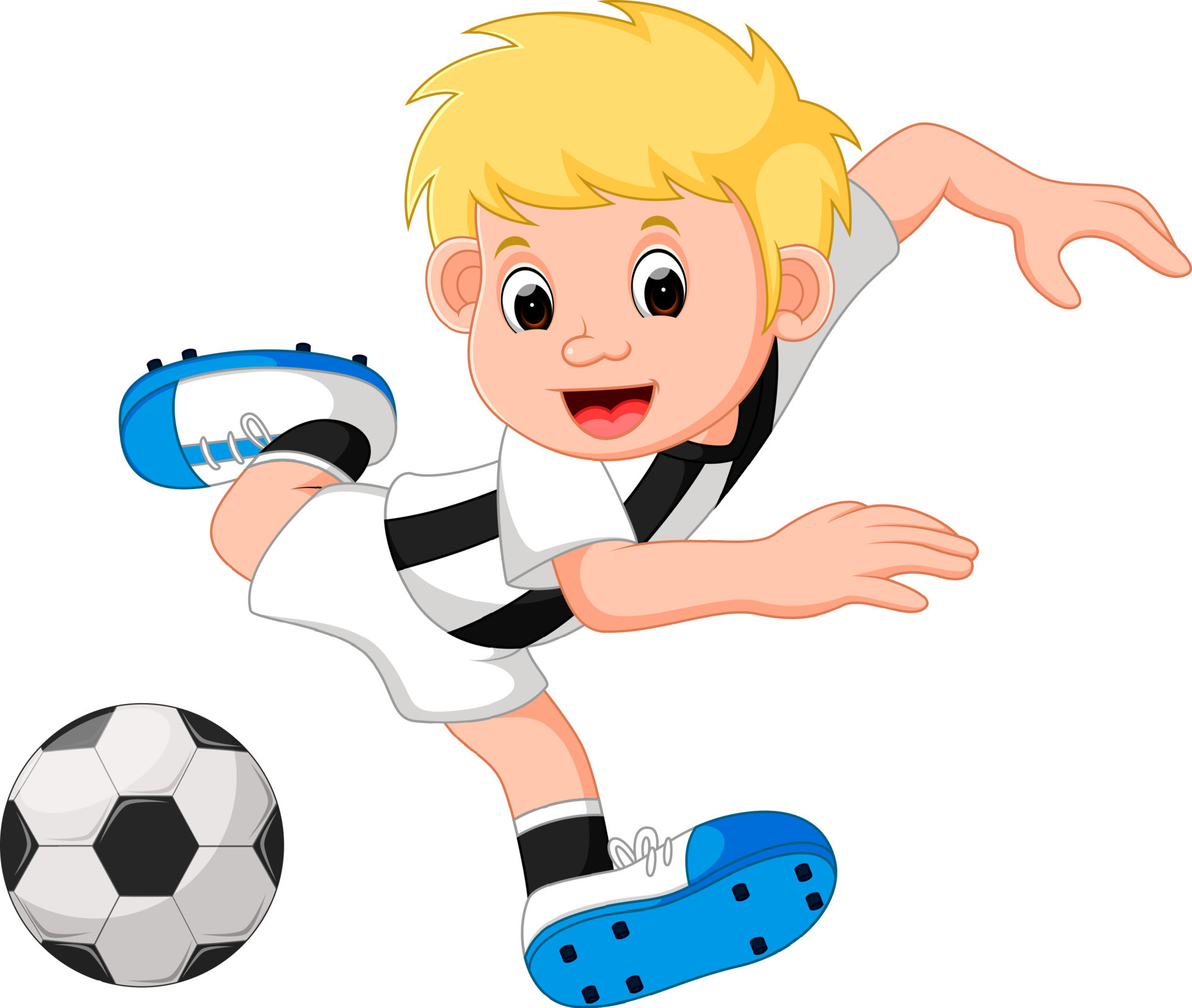 desenho animado garotinho jogando futebol 5112737 Vetor no Vecteezy