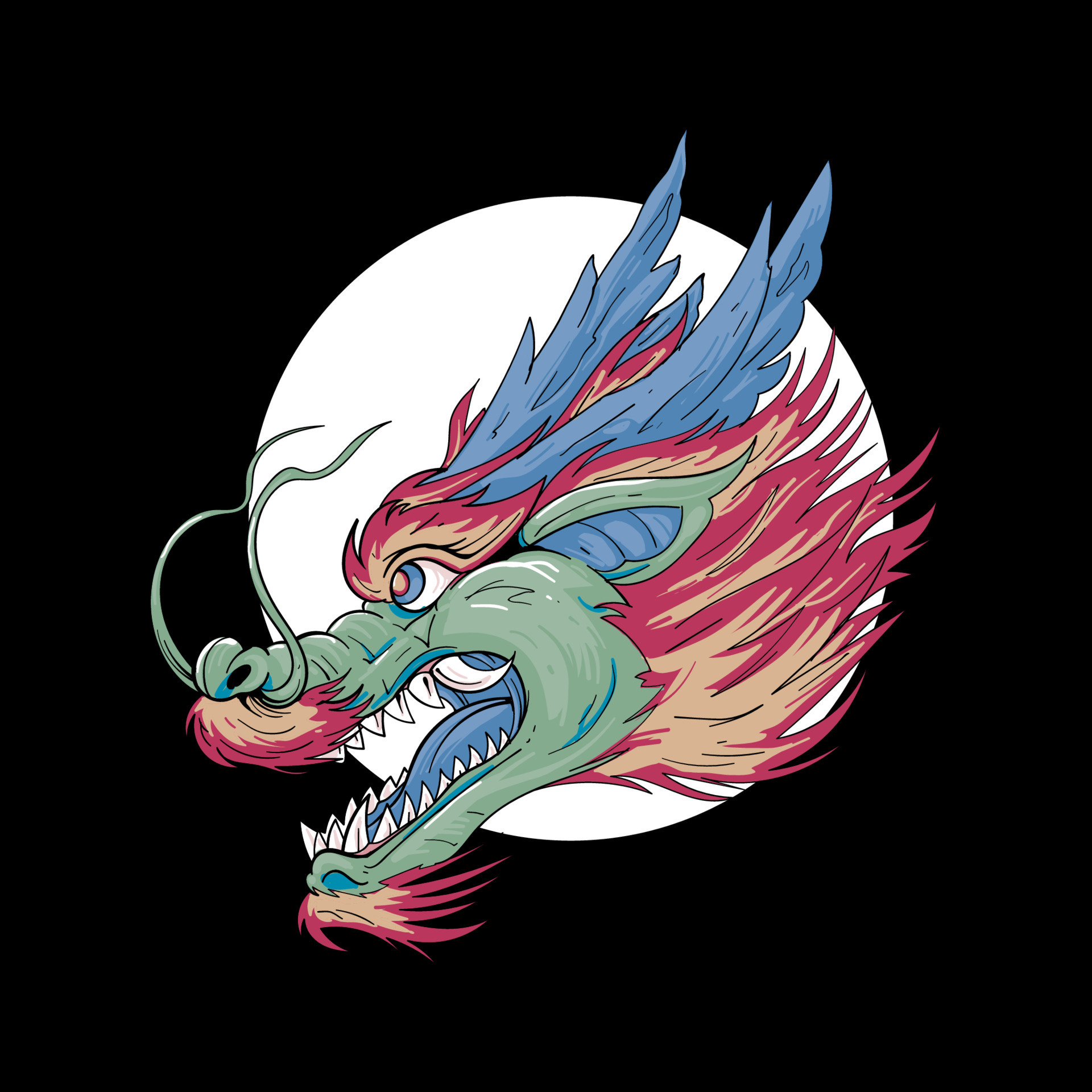 Ilustração de cabeça de dragão azul, Vetor Premium