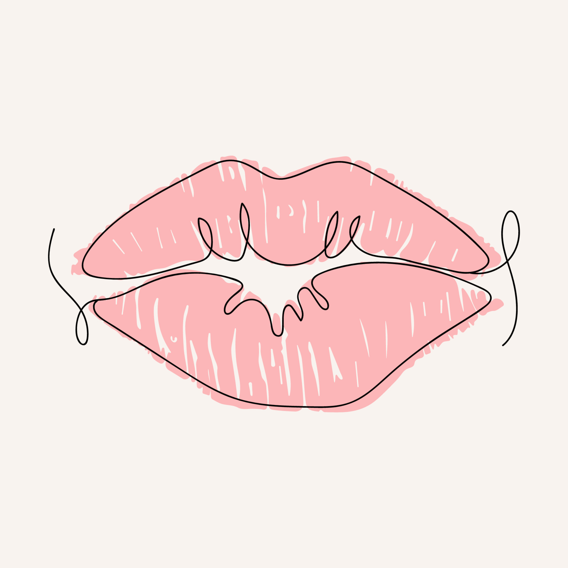 Um desenho de linha contínua de boca e lábios retrato minimalista de  maquiagem e batom em estilo linear simples ícone de símbolo para cartazes  cartões modelo de banner web doodle ilustração vetorial