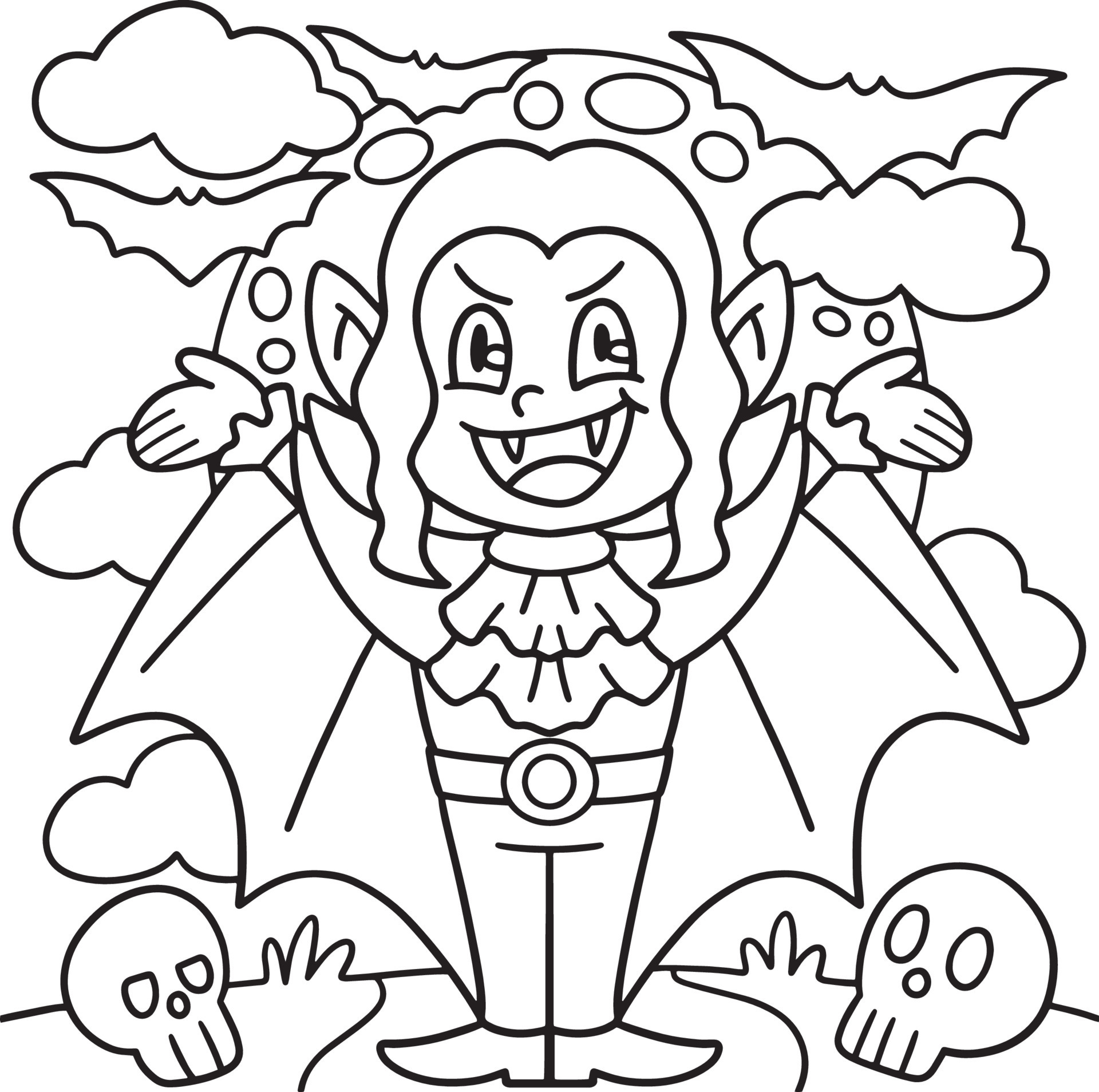 Desenho de Halloween Assustador Vampiro para colorir