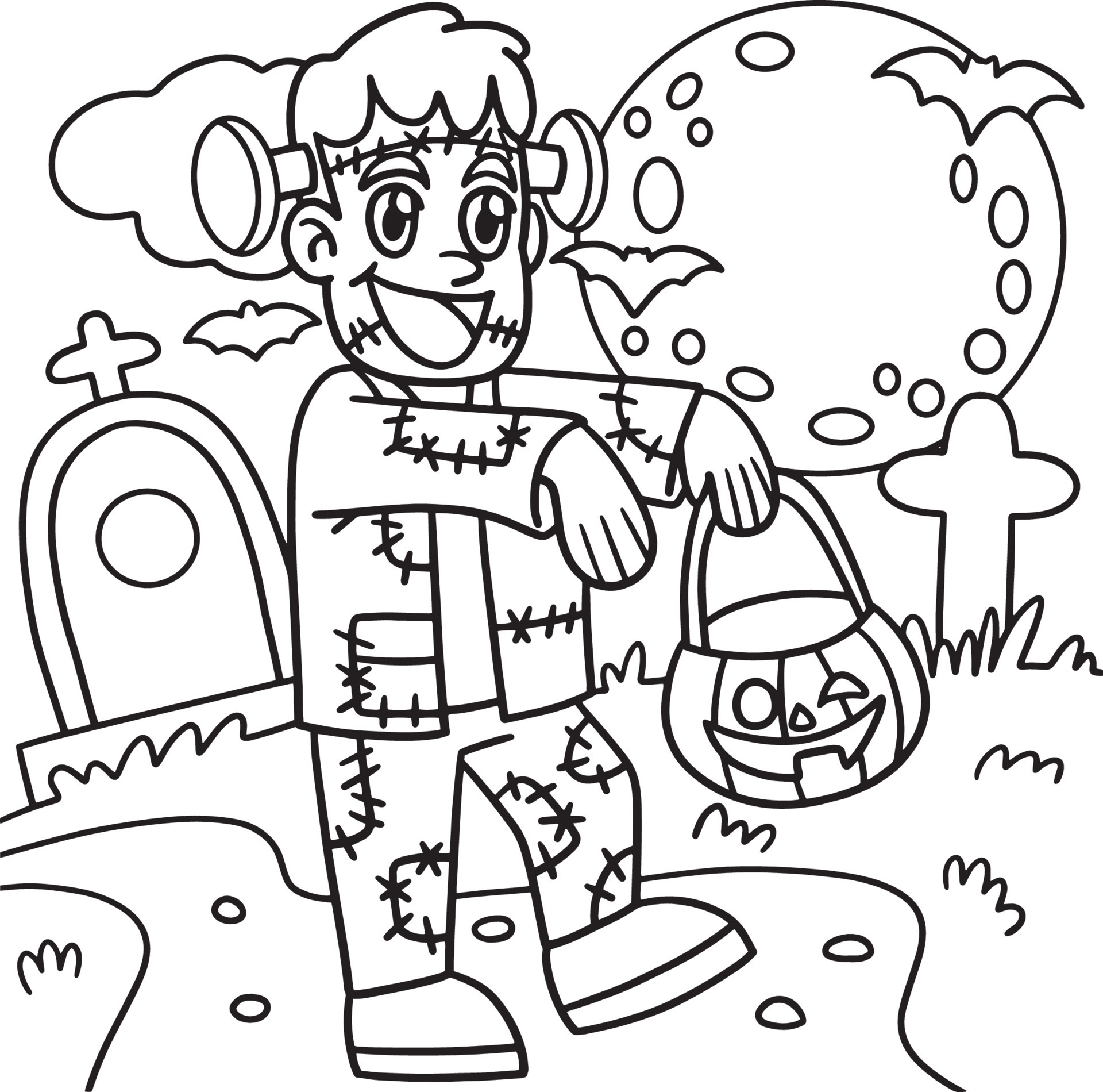 Desenho Para Colorir cemitério de halloween - Imagens Grátis Para Imprimir  - img 31629