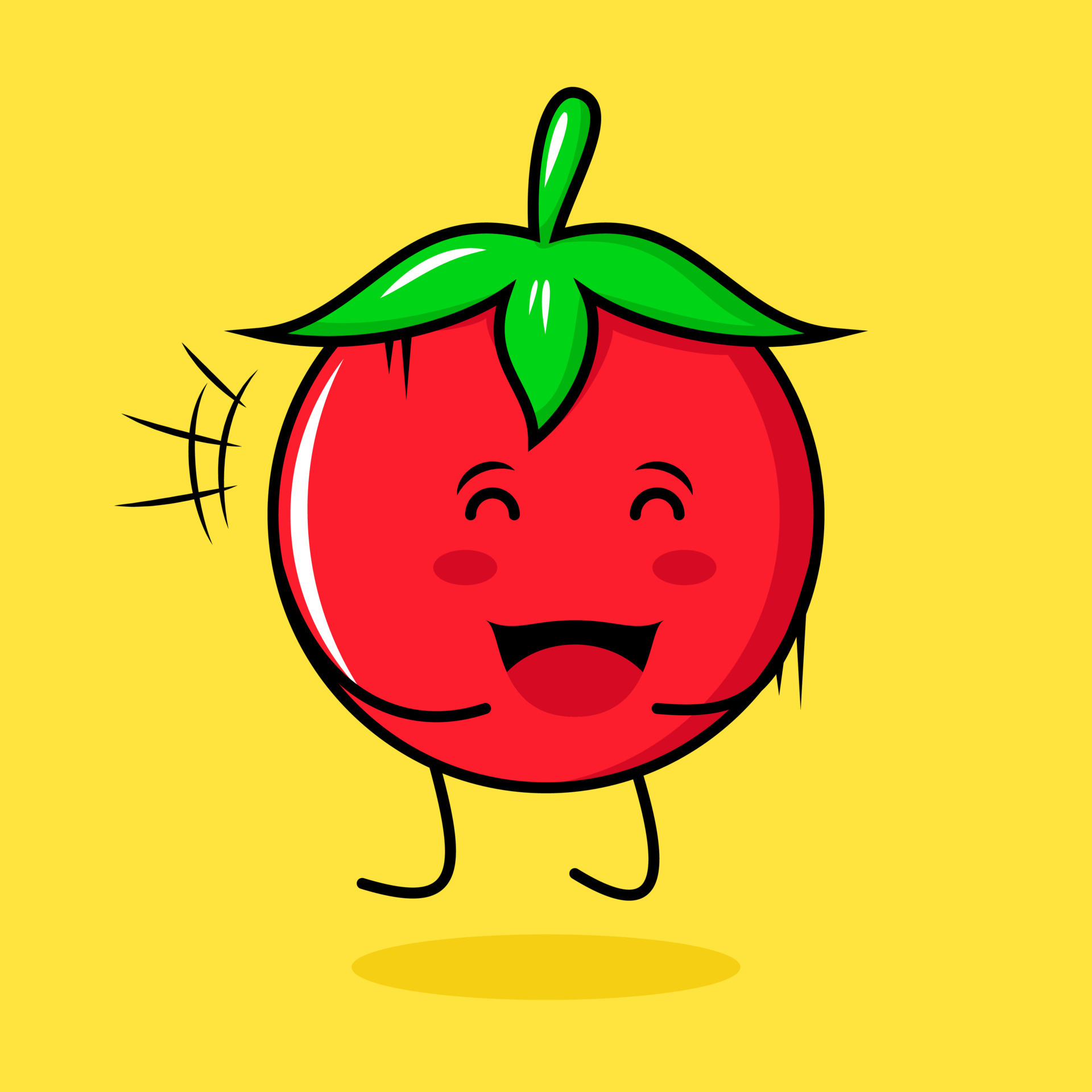 Personagem de desenho animado tomate feliz com rosto e olhos