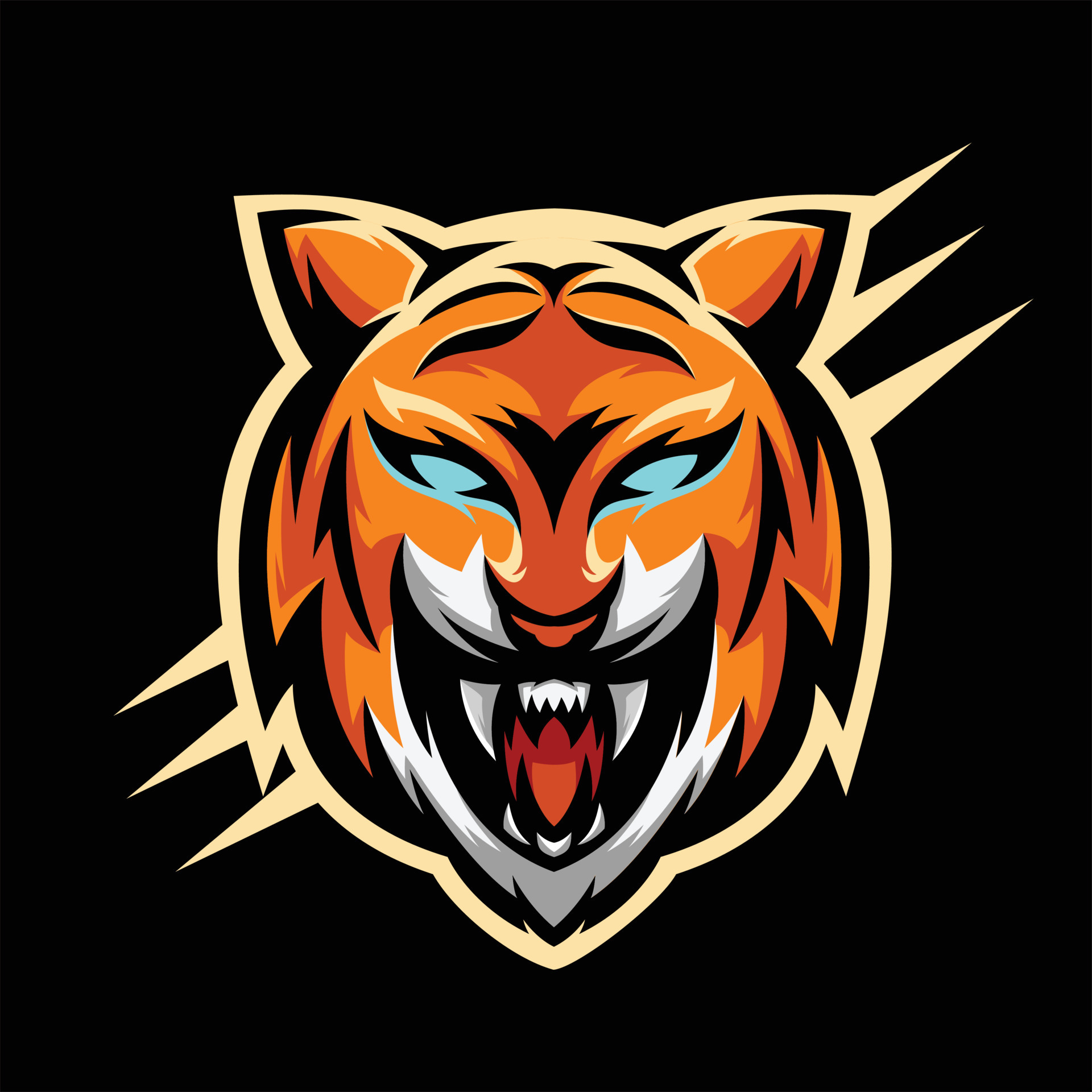 Jogos de equipe de logotipo de tigre ou fantasma de gato preto