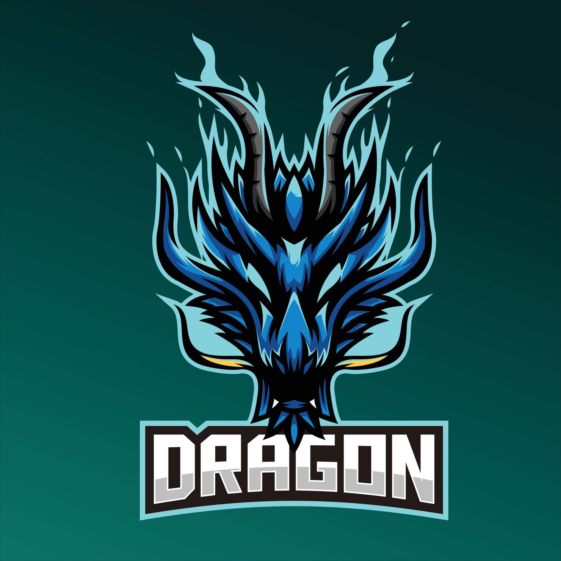 modelo de vetor de design de logotipo de jogo de mascote dragão azul  2827782 Vetor no Vecteezy