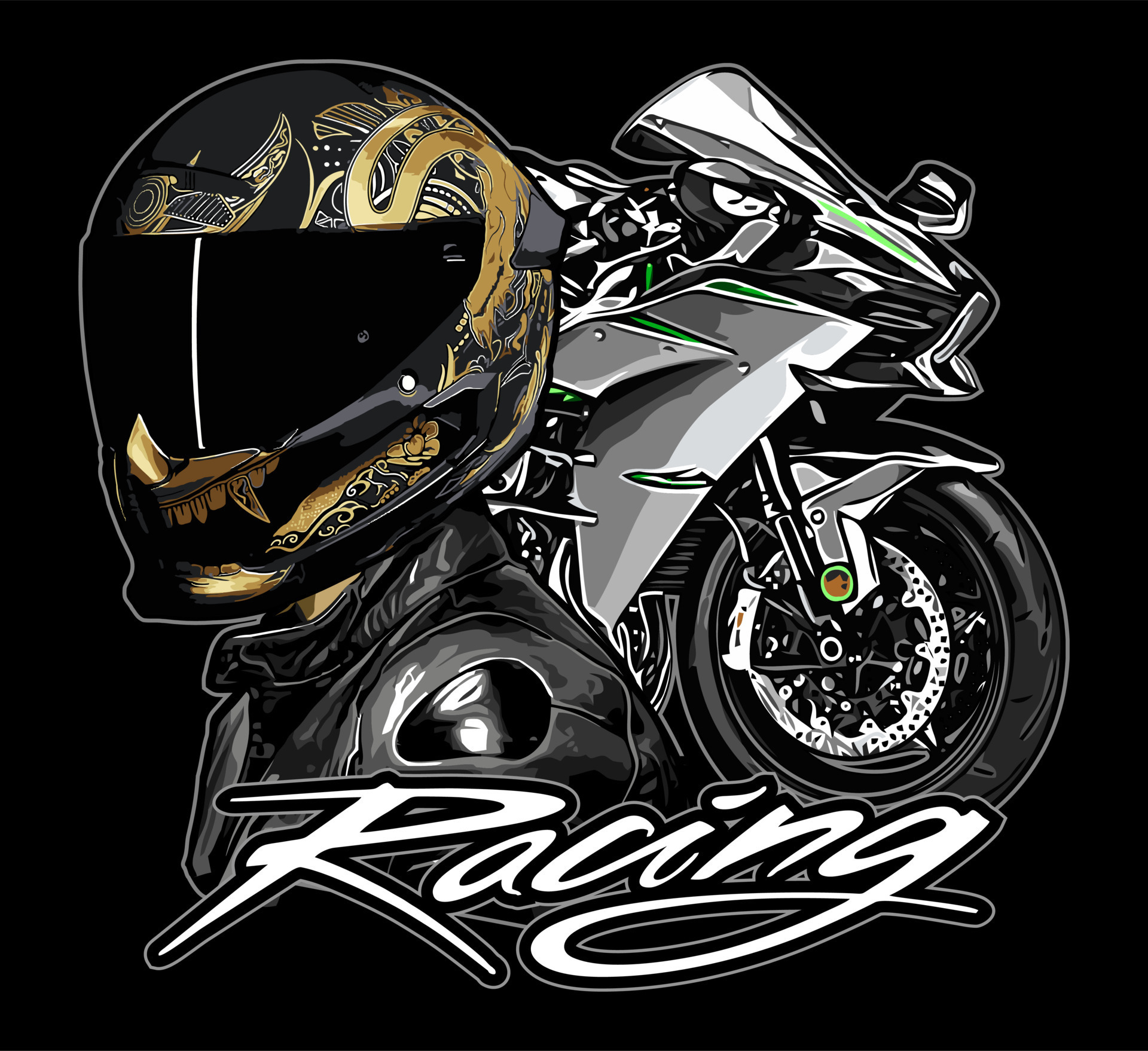 Vetor de ilustração de design de moto de corrida de moto esportiva