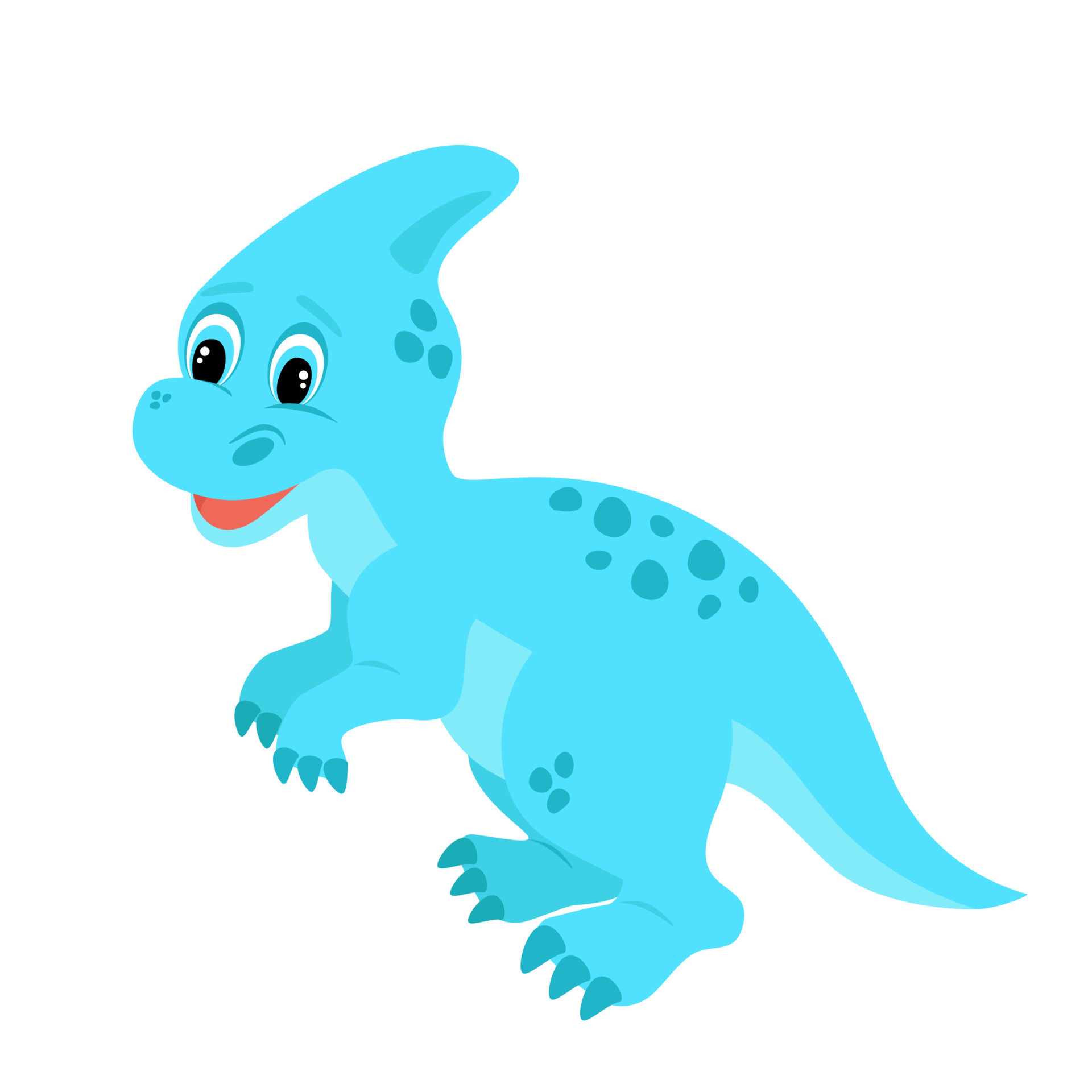 Pequeno filhote de dinossauro roxo com manchas azuis