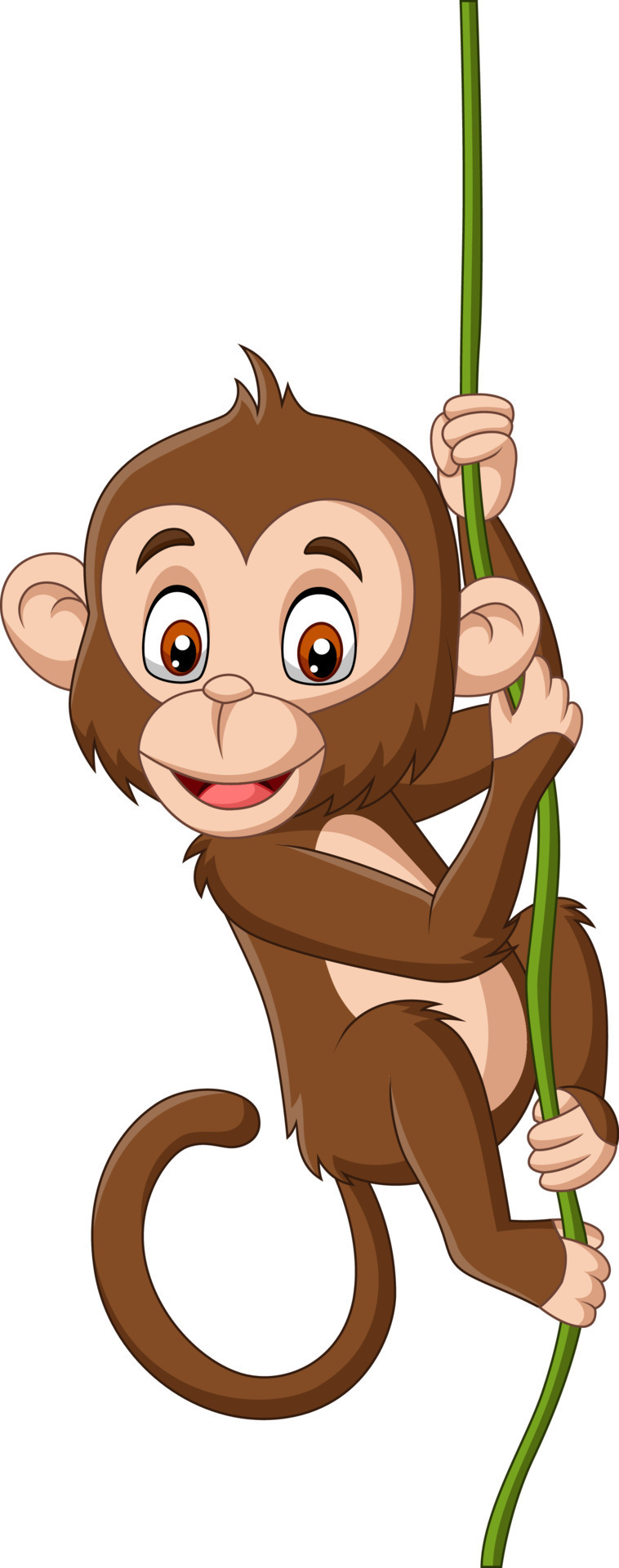 Bonito Bebê Macaco Desenho Animado Sentado Royalty Free SVG