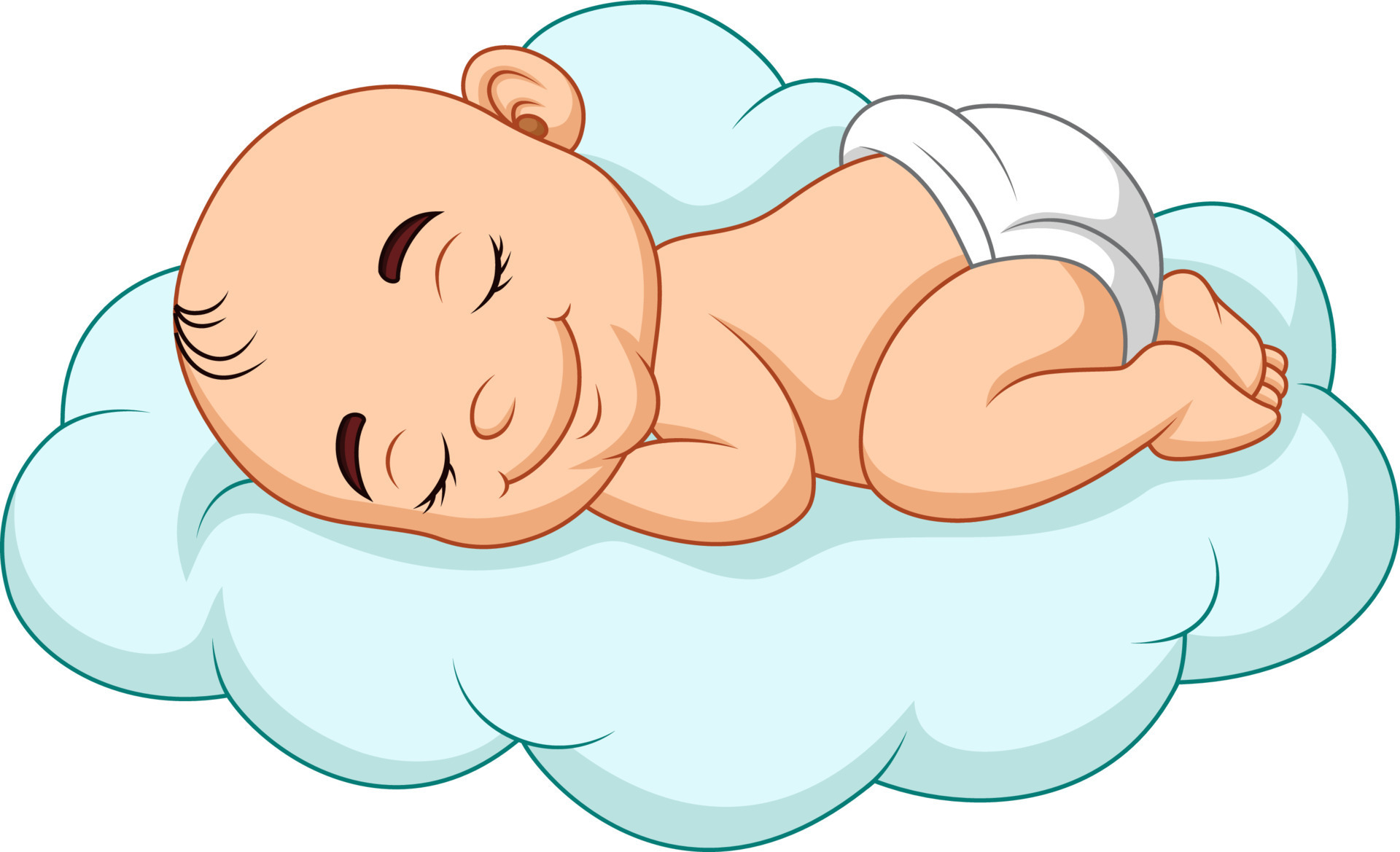 bebê de desenho animado dormindo em uma nuvem 8389878 Vetor no