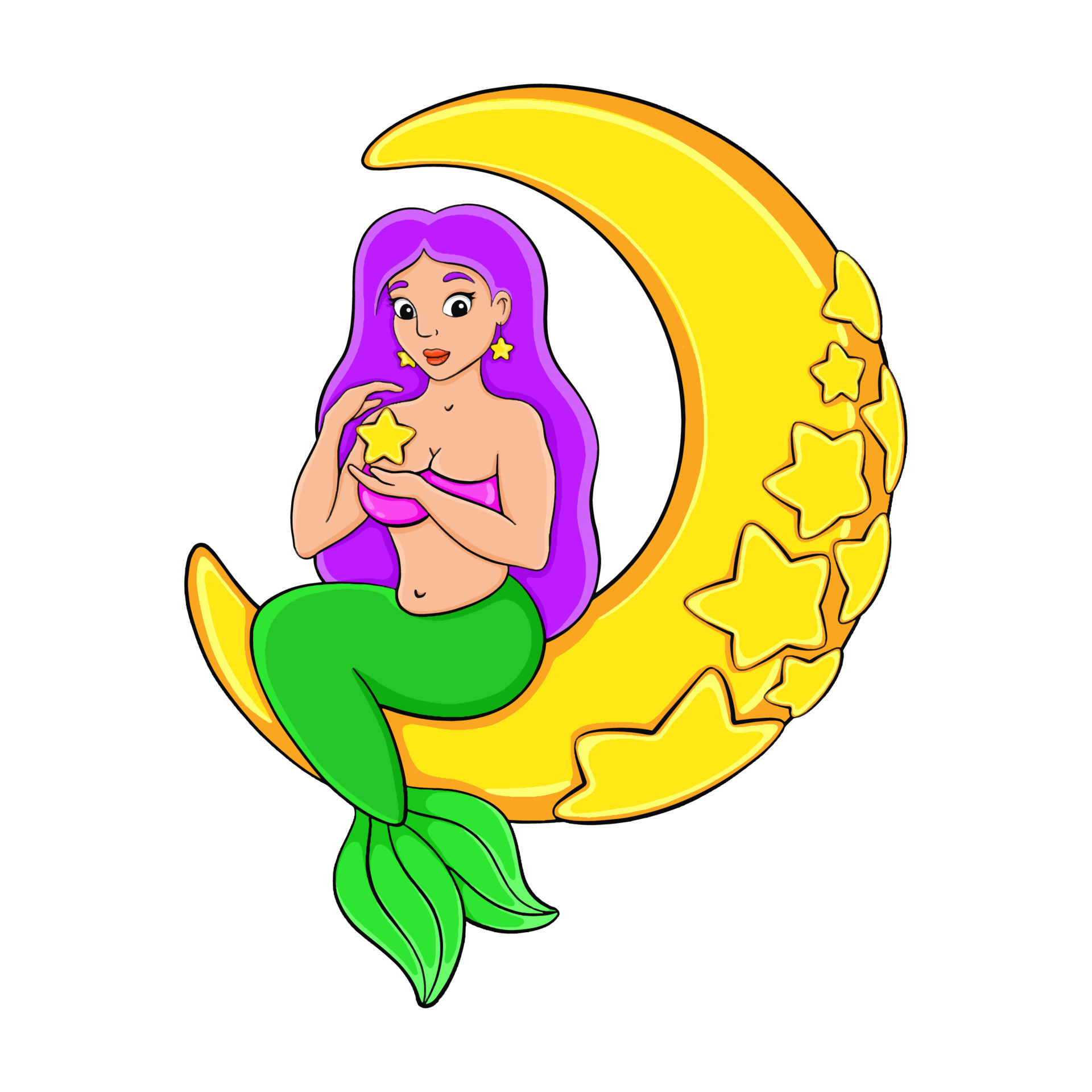 Ilustração De Uma Bela Menina Sereia Sentada Na Pedra. Mão Desenhada  Ilustração De Anime Vetorial. Isolado No Branco. Modelo Para Crianças  Colorir Livro, Design De Camiseta, Jogos Móveis, Tatuagem, Cartão. Royalty  Free