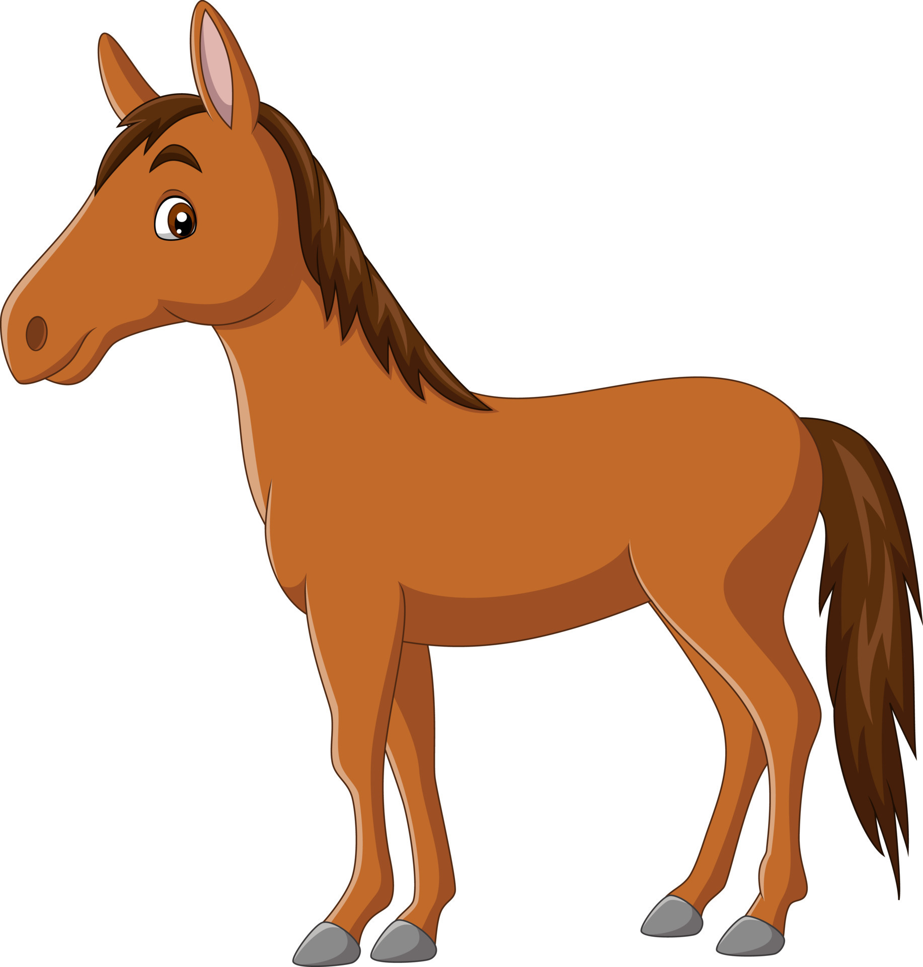 Desenho de cavalo feliz, Vetor Premium