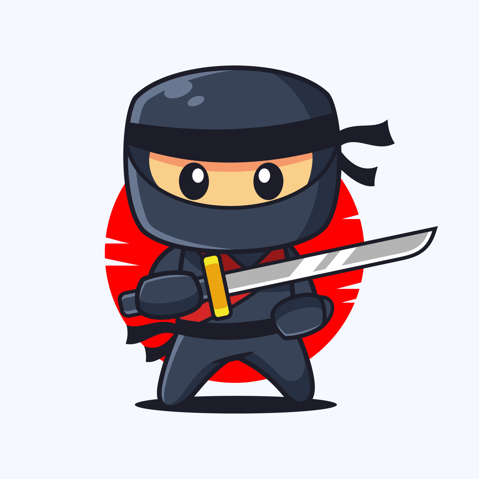 Ninja preto dos desenhos animados definir ação com espada