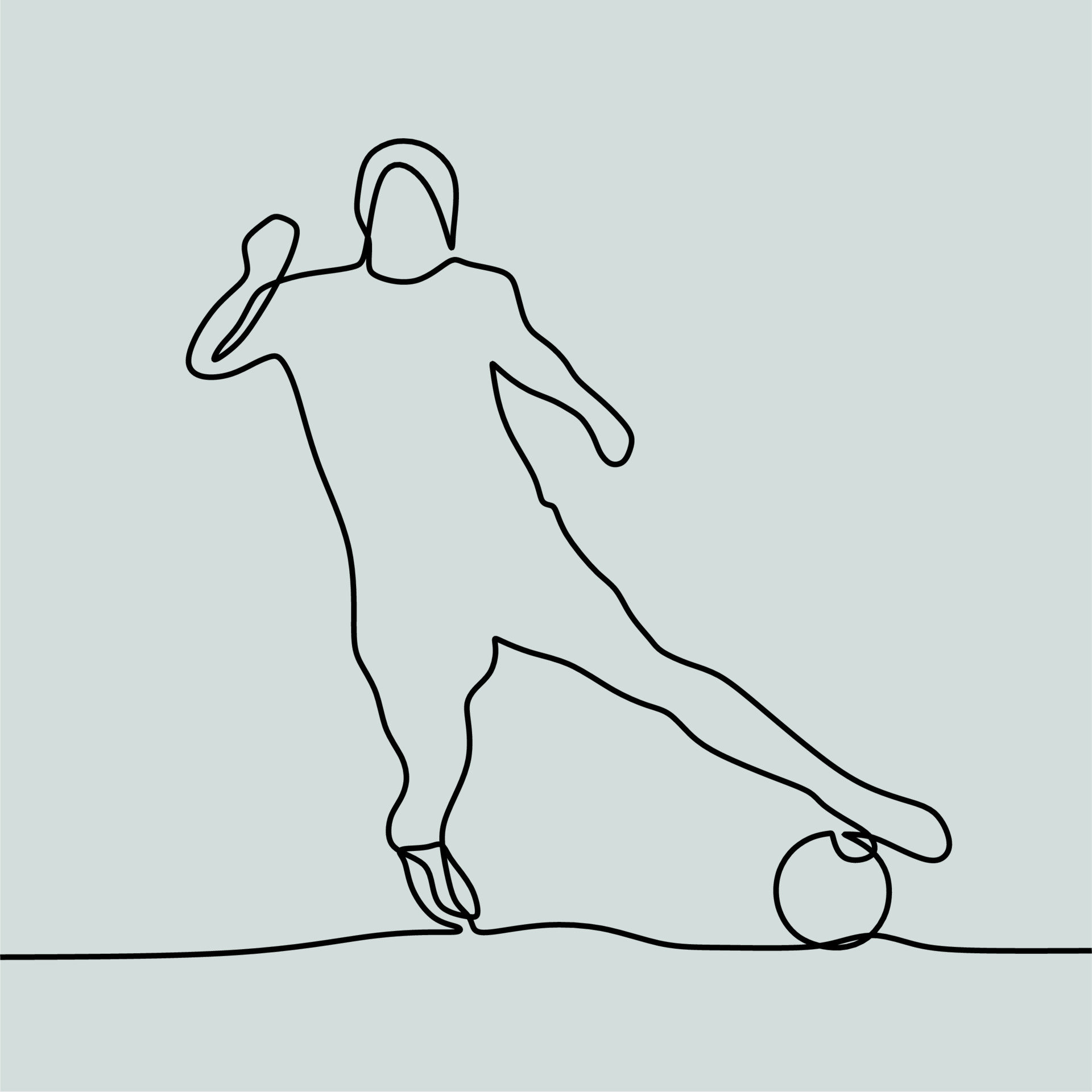 Desenho de linha contínua em pessoas jogando futebol