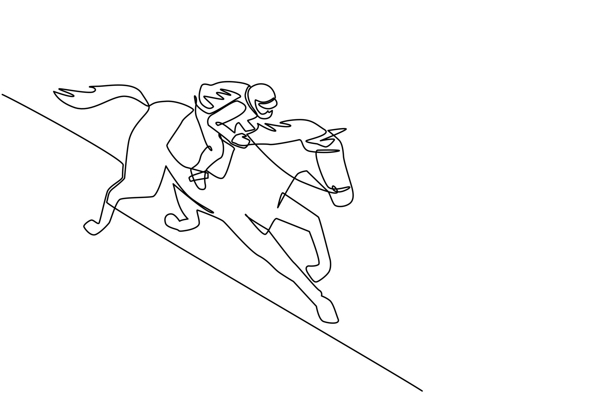 contínua uma linha desenho jovem cavalgando na tela do smartphone. cavalo  de corrida com jóquei. esporte equestre. jóquei montando cavalo pulando.  ilustração gráfica de vetor de desenho de linha única 23659111 Vetor no  Vecteezy