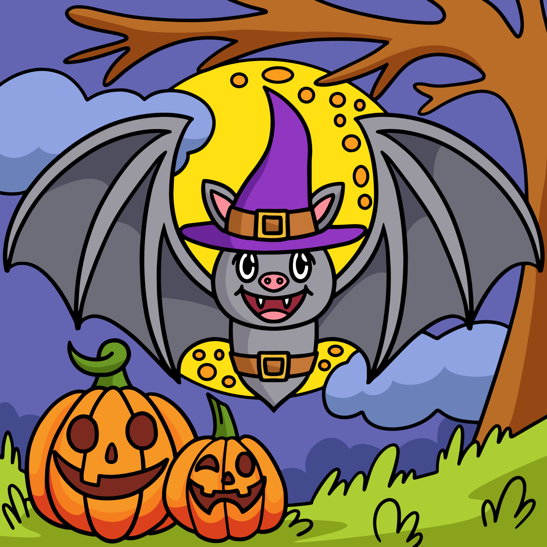 ilustração de desenho animado colorido de halloween de morcego vampiro  8823028 Vetor no Vecteezy