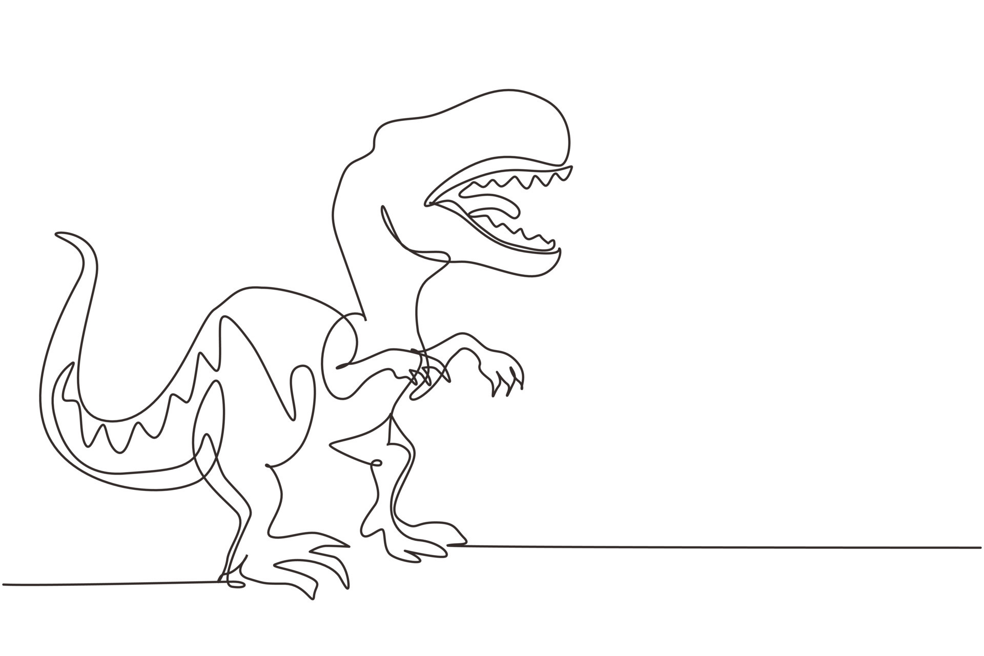 único desenho de uma linha tiranossauro rex. tiranossauro rugindo.  dinossauro carnívoro pré-histórico. animais antigos extintos. história dos  animais. ilustração em vetor gráfico de desenho de linha contínua 8990296  Vetor no Vecteezy