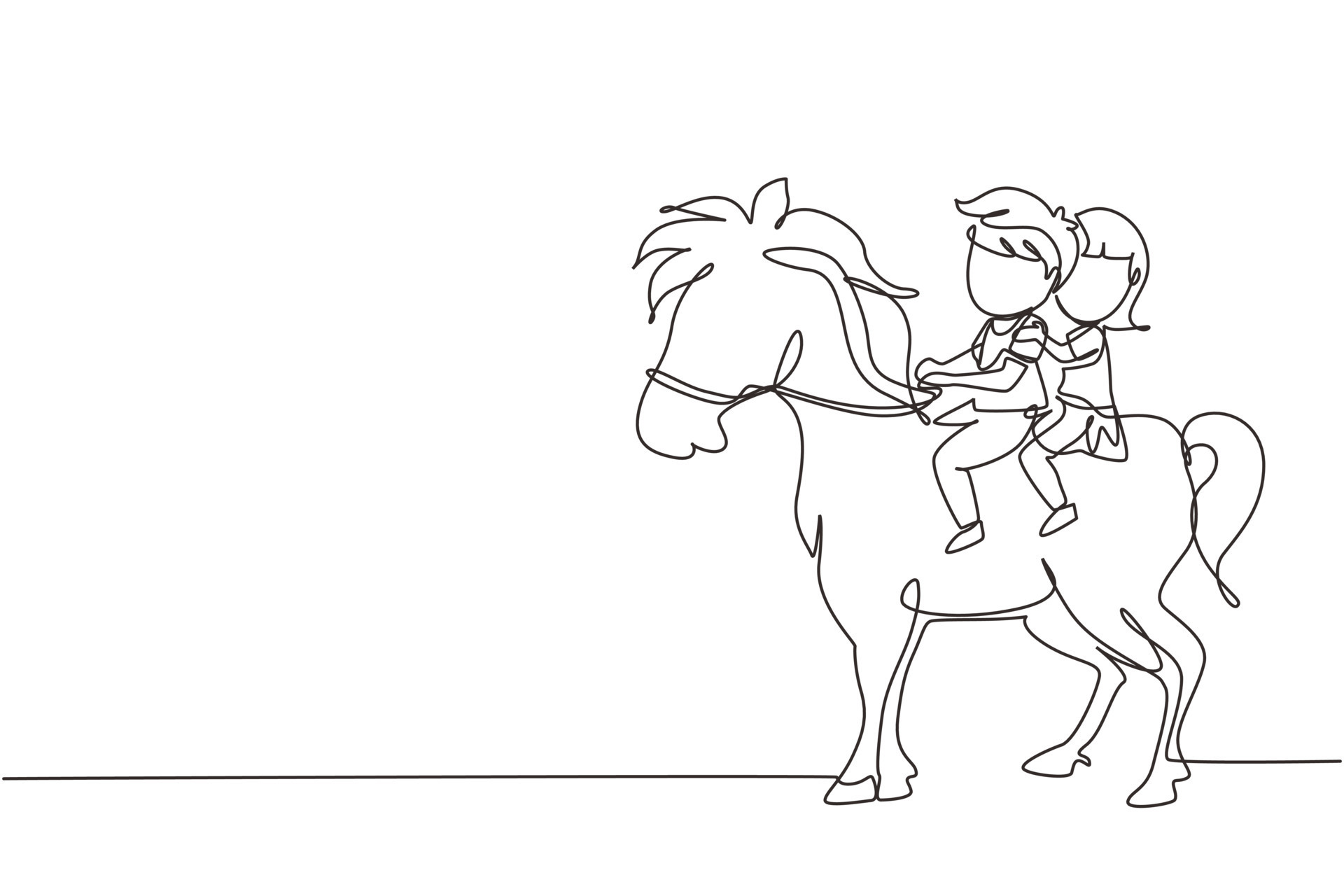 Desenho de desenho animado bonito e feliz garota chinesa montando um cavalo,  esboço de desenho infantil, personagem infantil