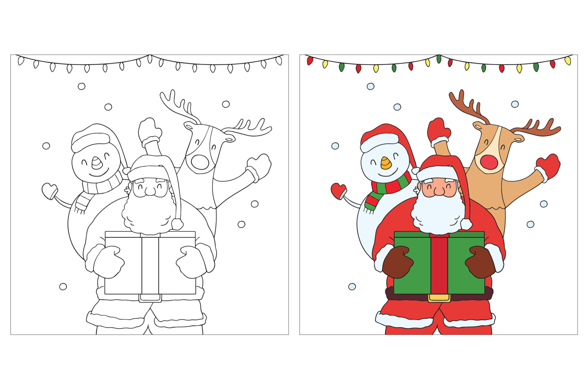 Desenho de colorir desenhos animados de natal desenhado à mão