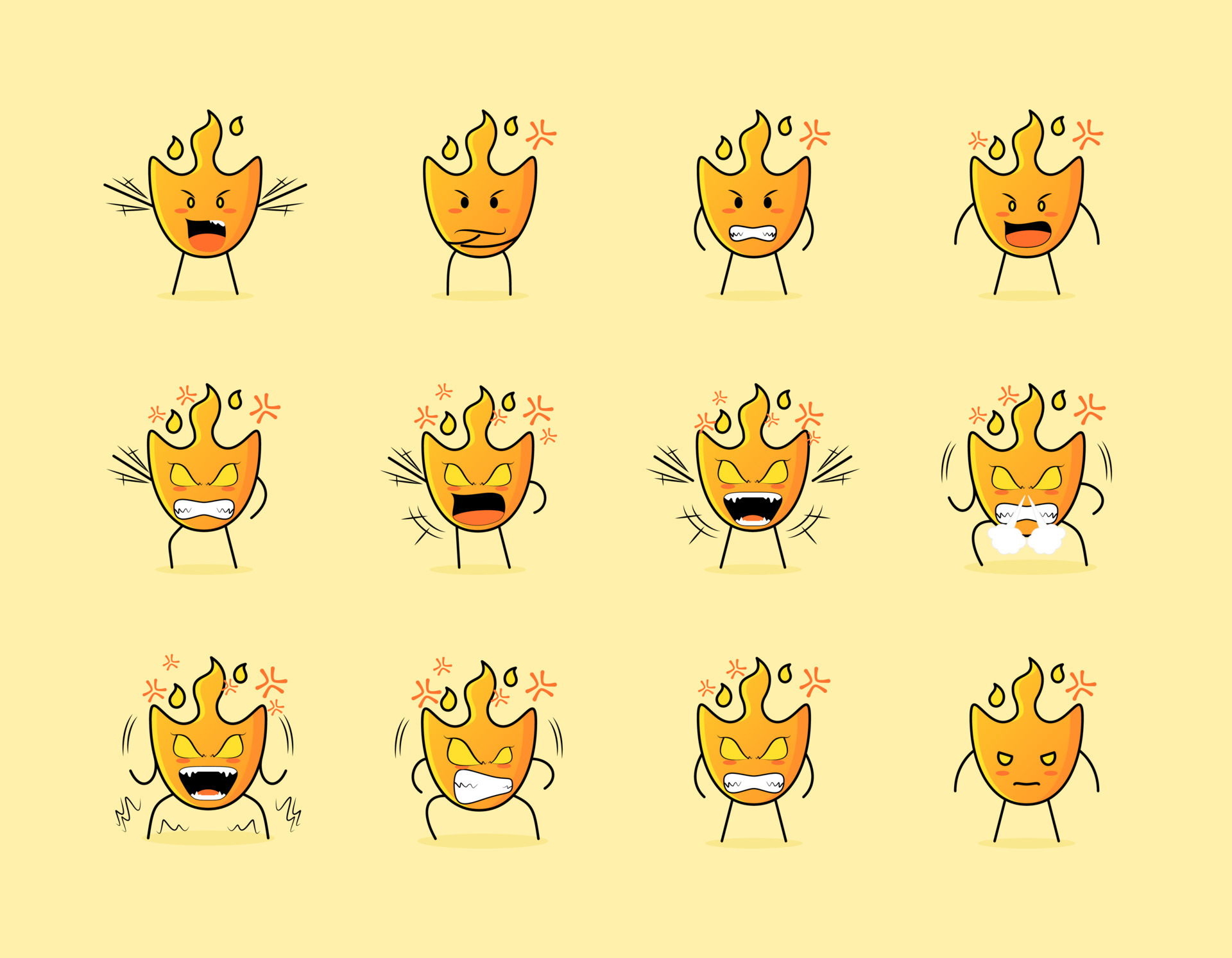 Bonito Fogo Personagem De Desenho Animado Mostra Emoji Rolando No