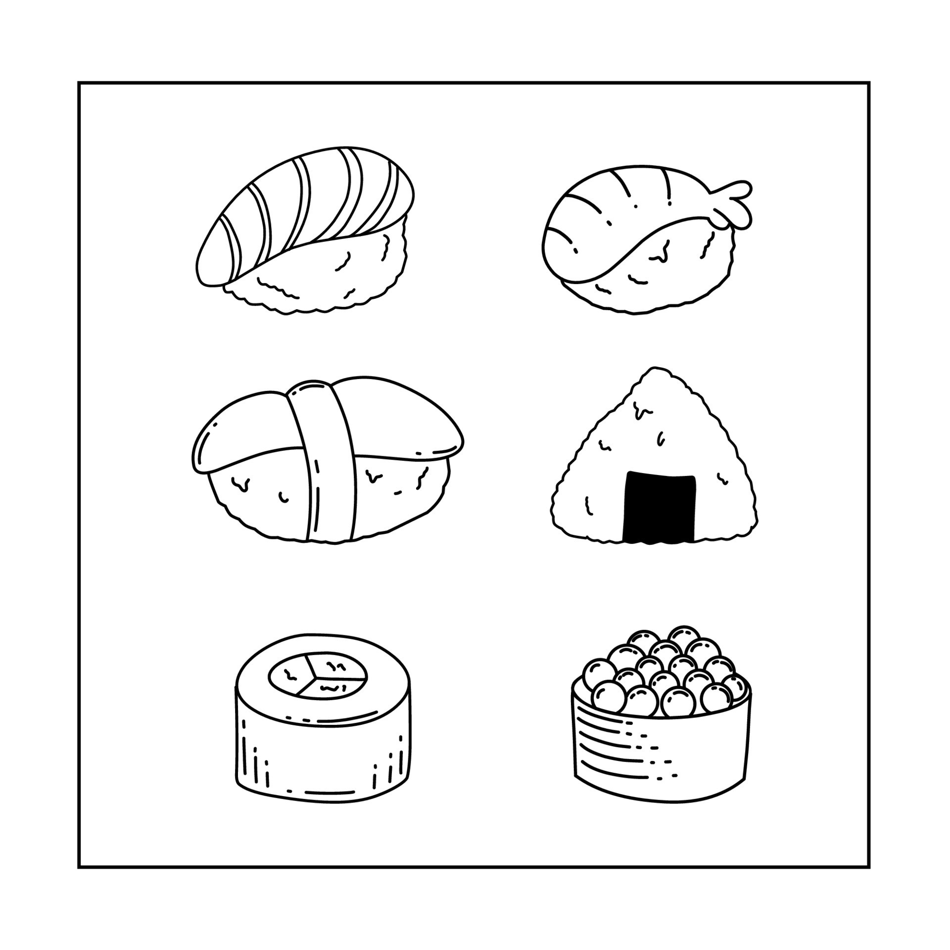Pixel art tai nigiri sushi ícone de vetor de comida japonesa para