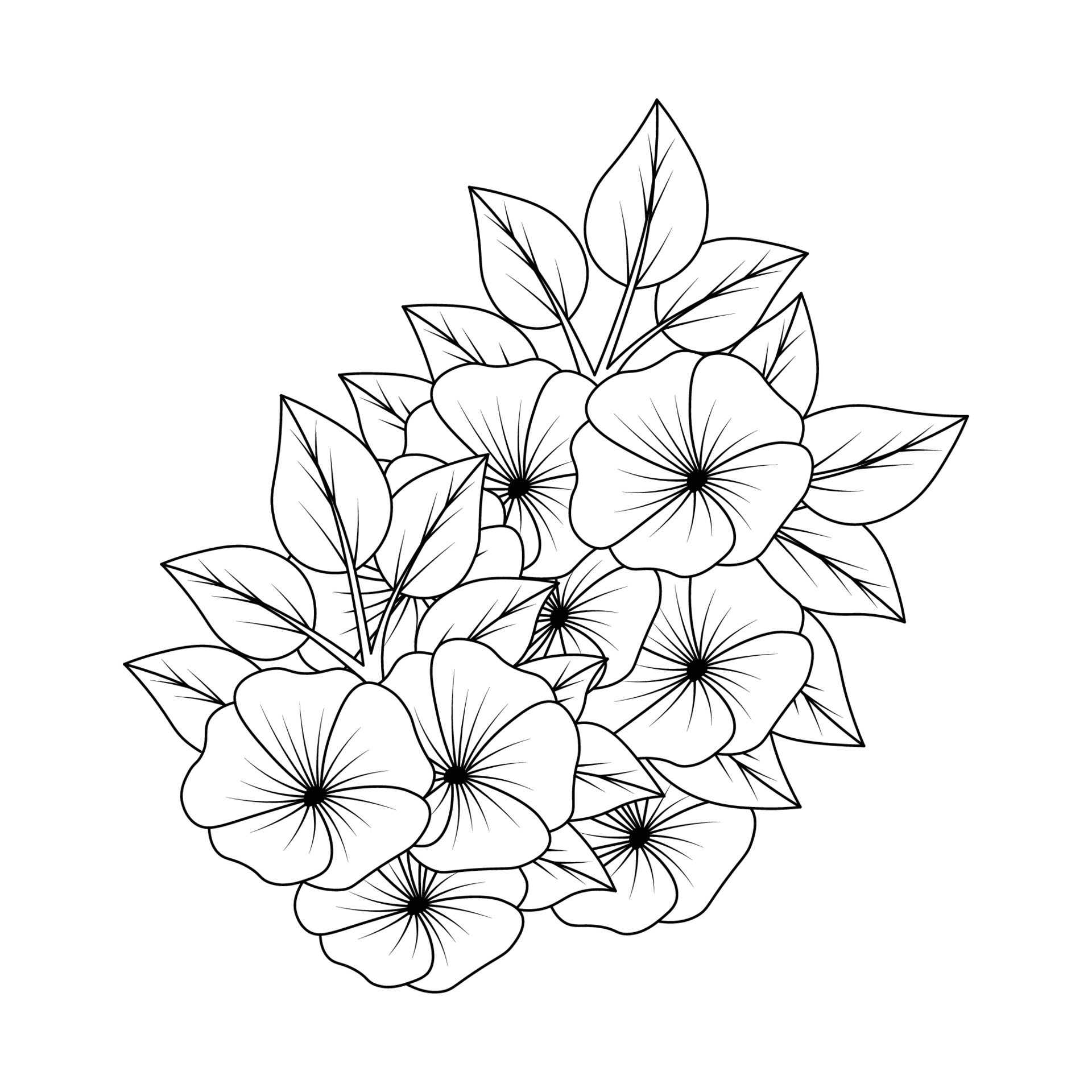Linha arte abstrata de flor para plano de fundo, ilustração de livro para colorir  adulto