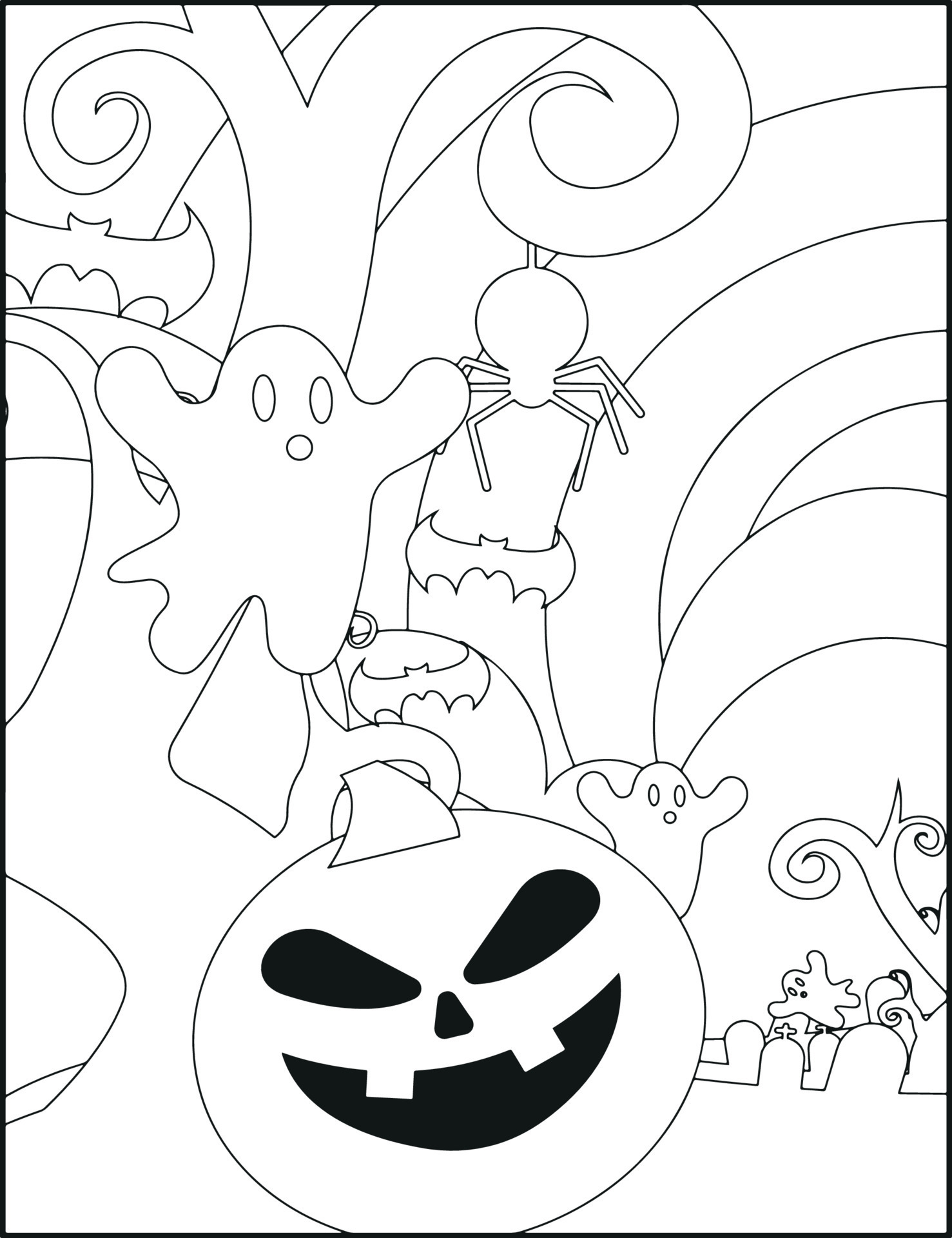 desenhos de halloween para colorir 9402886 Vetor no Vecteezy