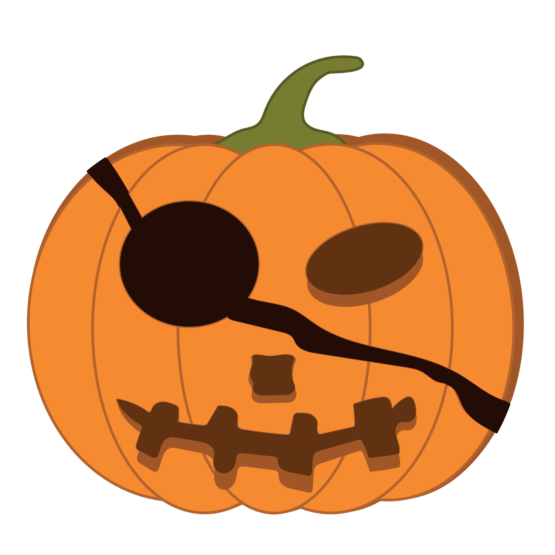 Uma cara assustadora de abóbora de halloween com um sorriso