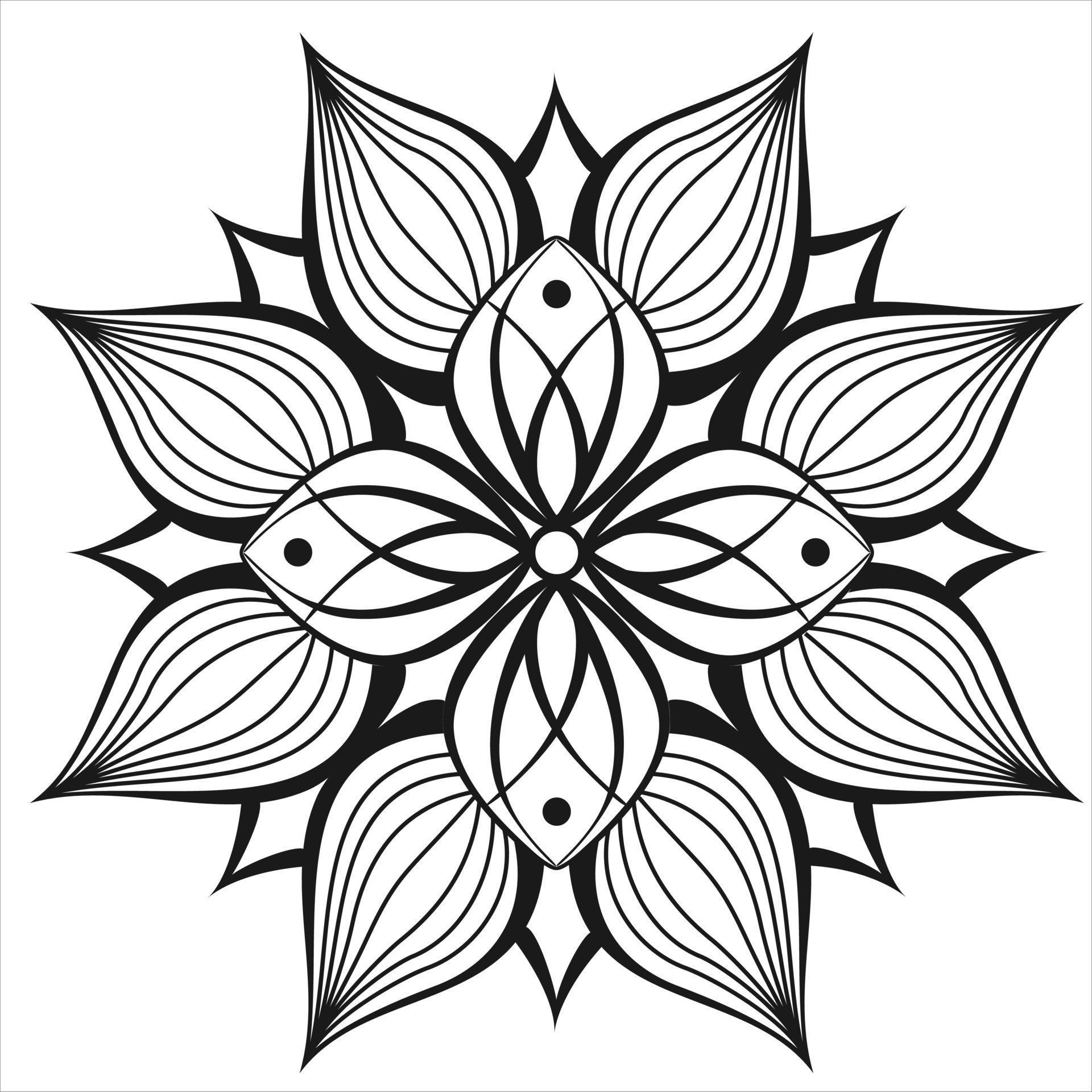 Desenho Floral De Flores De Mandala Para Colorir Meditação De Pintura  Ilustração do Vetor - Ilustração de hena, elegante: 218583966