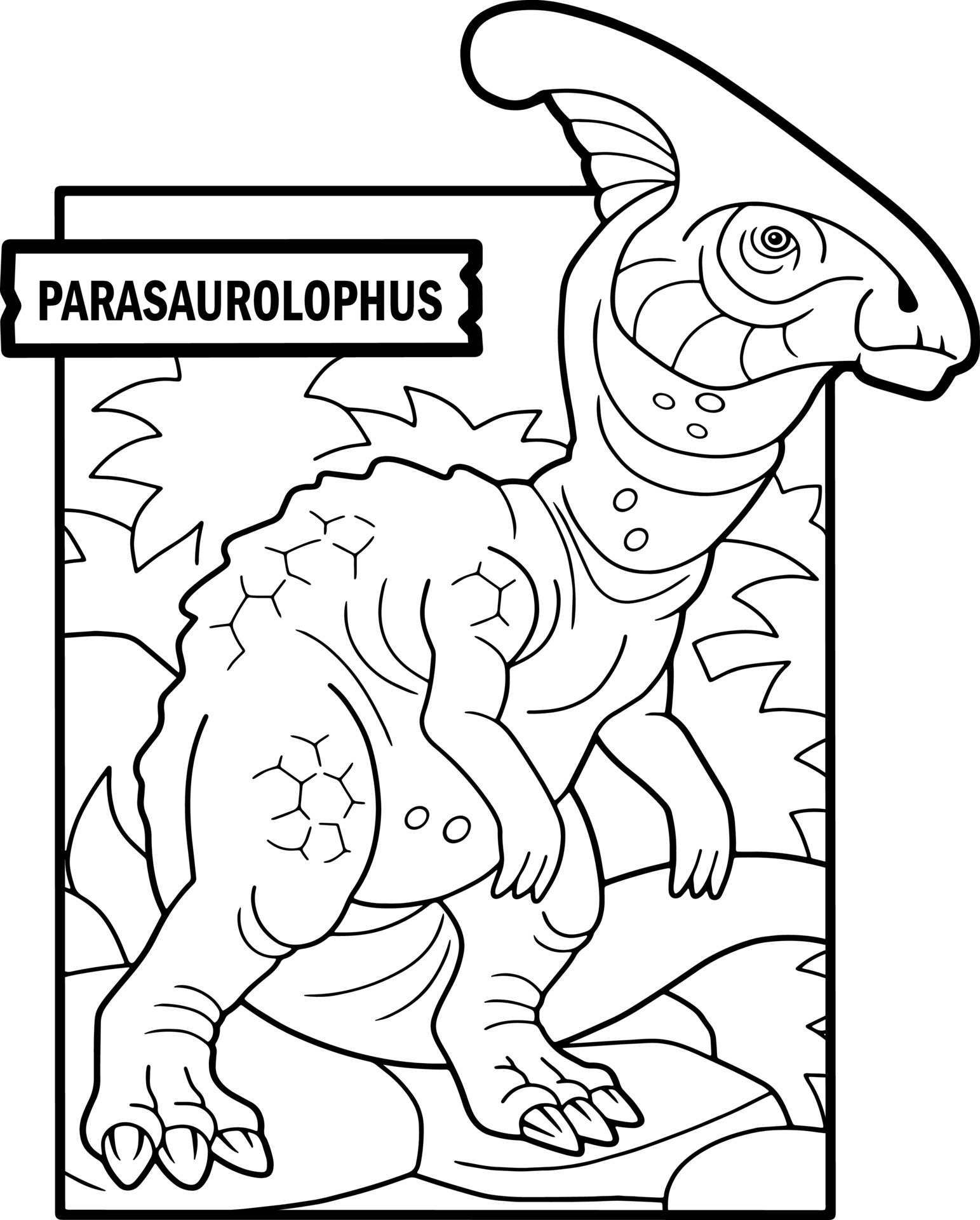 jogo de educação para crianças colorir página de desenho animado dinossauro  pré-histórico parasaurolophus 9639002 Vetor no Vecteezy