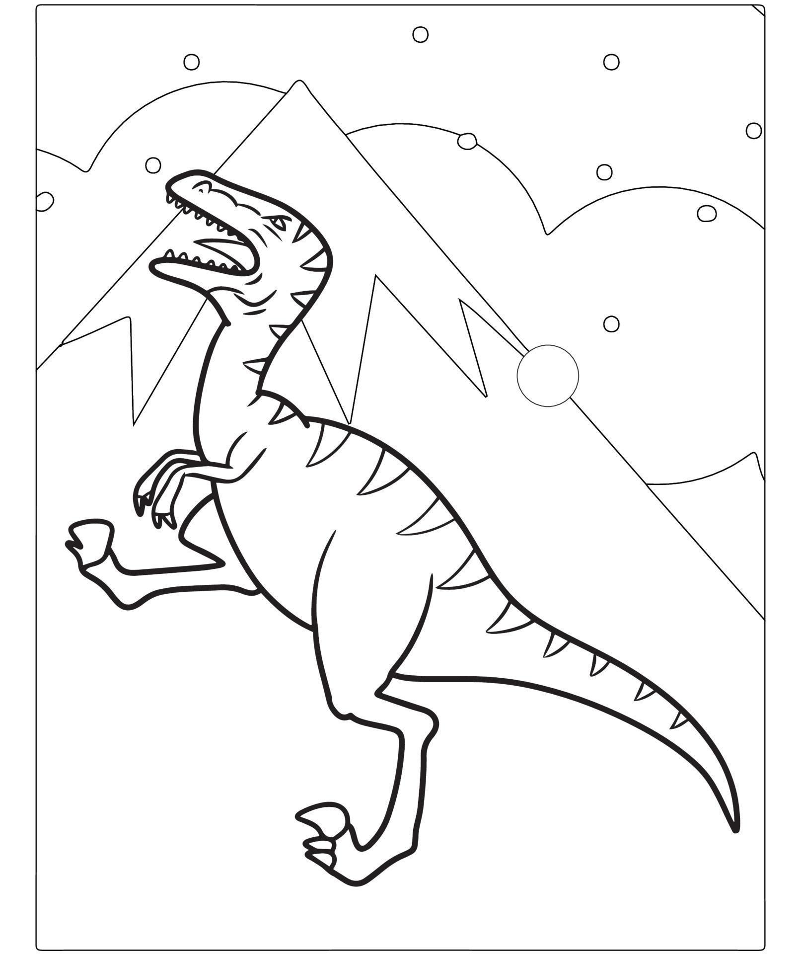 bela página de colorir de dinossauro para crianças. pintados à mão em  estilo cartoon com uma bela imagem para colorir. Parque jurassico. paisagem  pré-histórica imprimível. 9990767 Vetor no Vecteezy