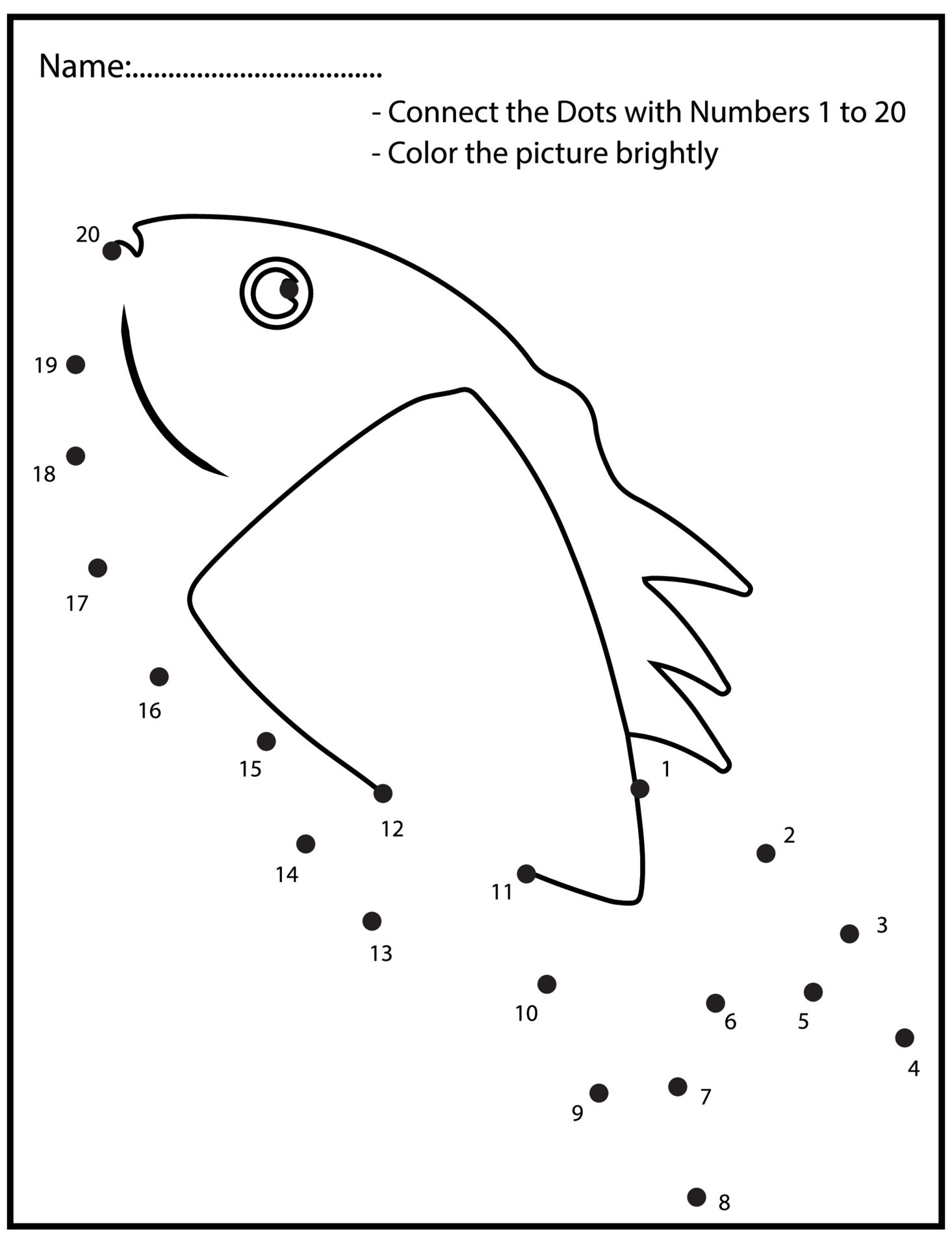 Ligar Os Pontos Por Números Para Desenhar Os Peixes. Jogo