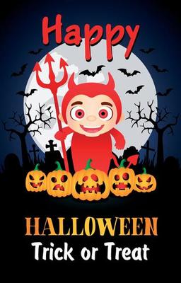 cartaz de feliz dia das bruxas. crianças engraçadas em fantasias de  halloween e abóboras 11592418 Vetor no Vecteezy