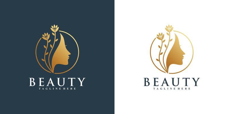Logotipo de mulheres e cartão de visita para salão de beleza, cabeleireiro,  reforma.